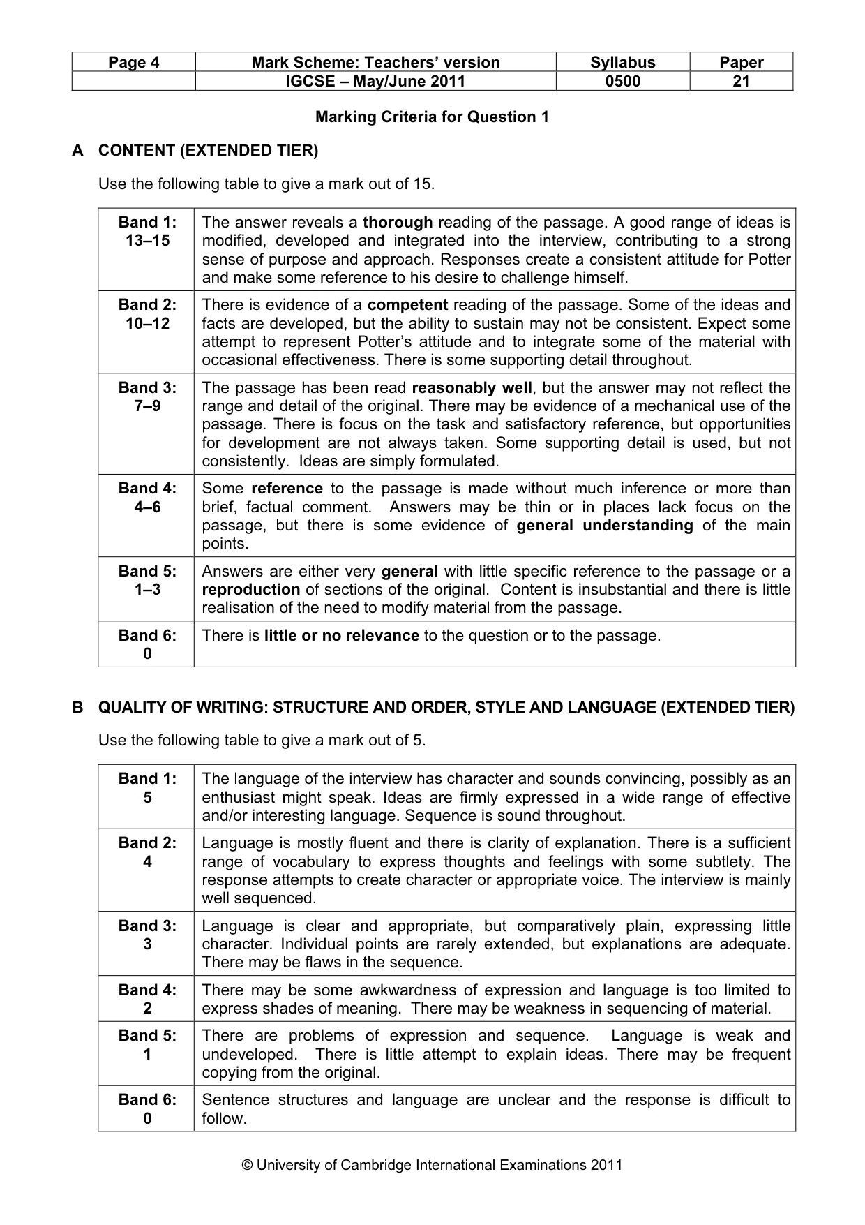 Mark scheme, page 4 of 8
