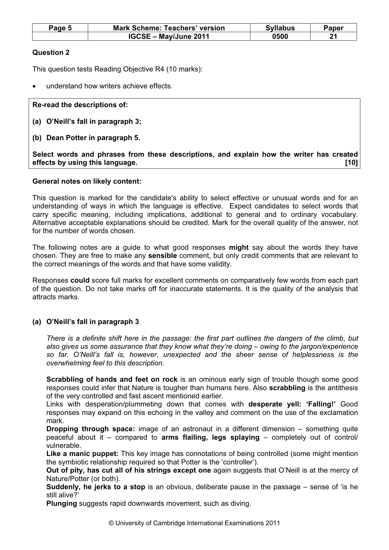 Mark scheme, page 5 of 8