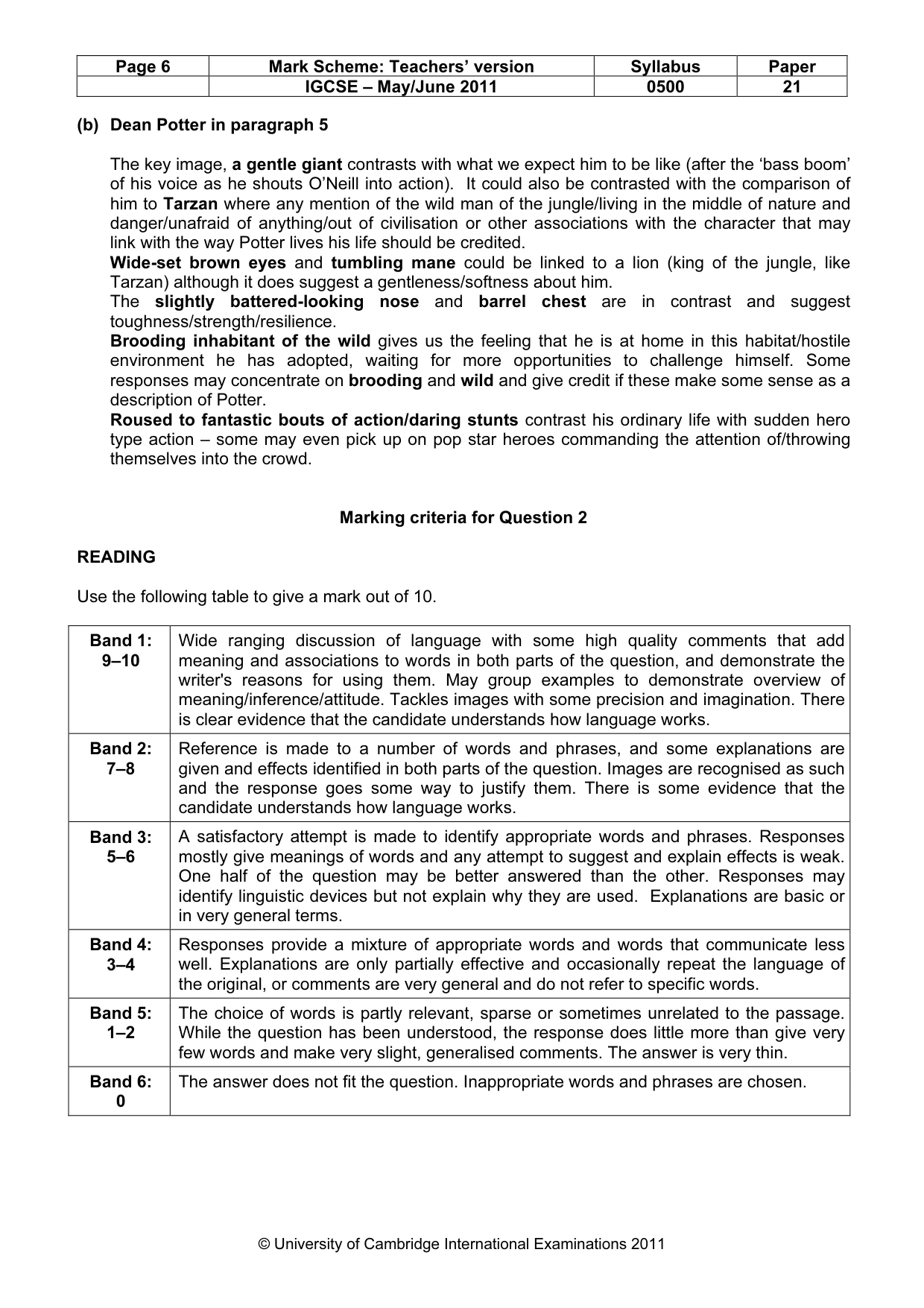Mark scheme, page 6 of 8