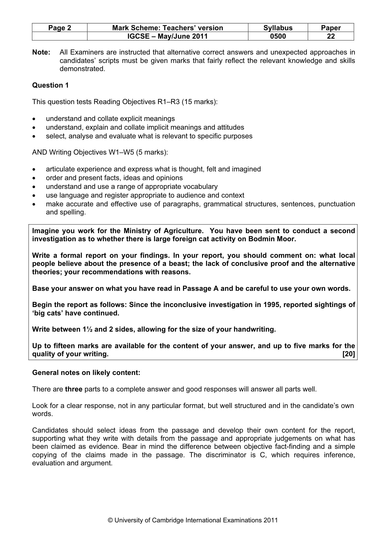Mark scheme, page 2 of 8