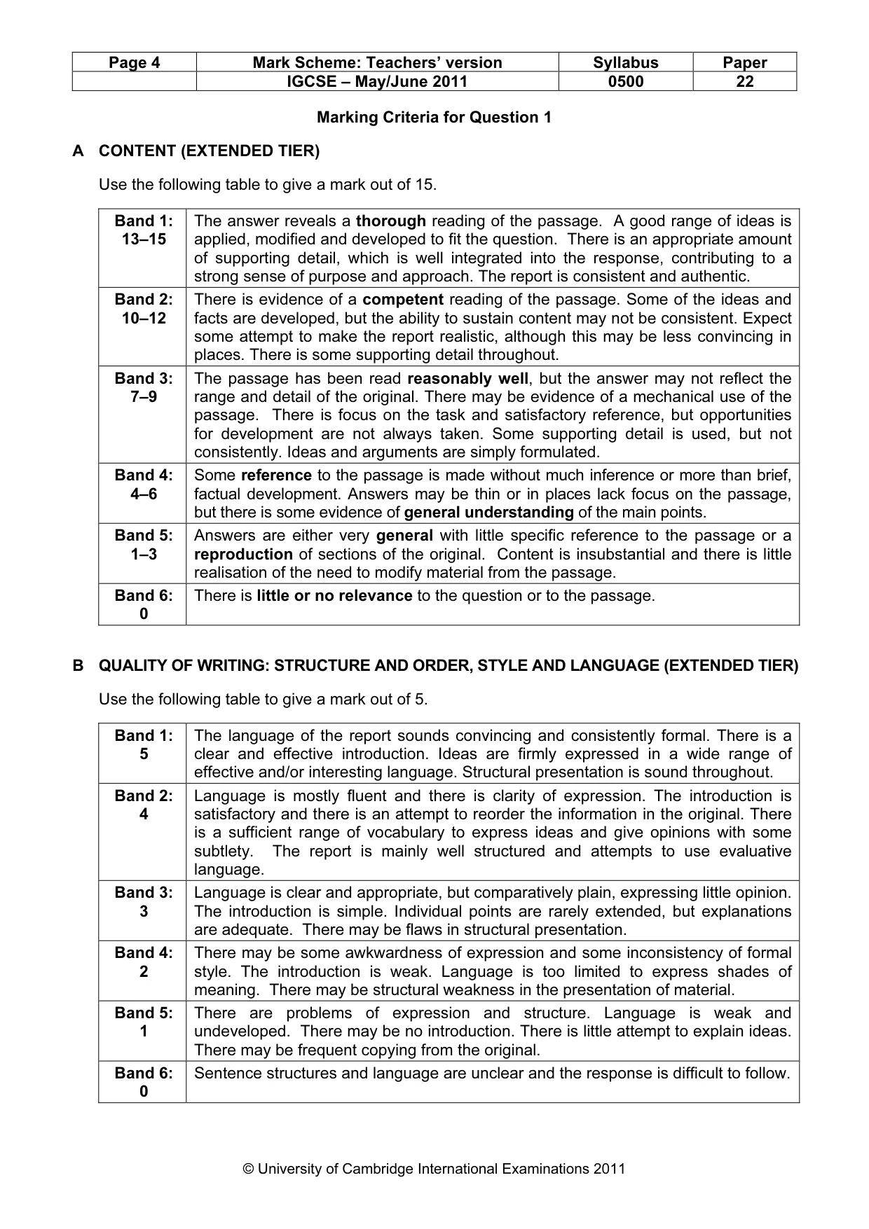 Mark scheme, page 4 of 8