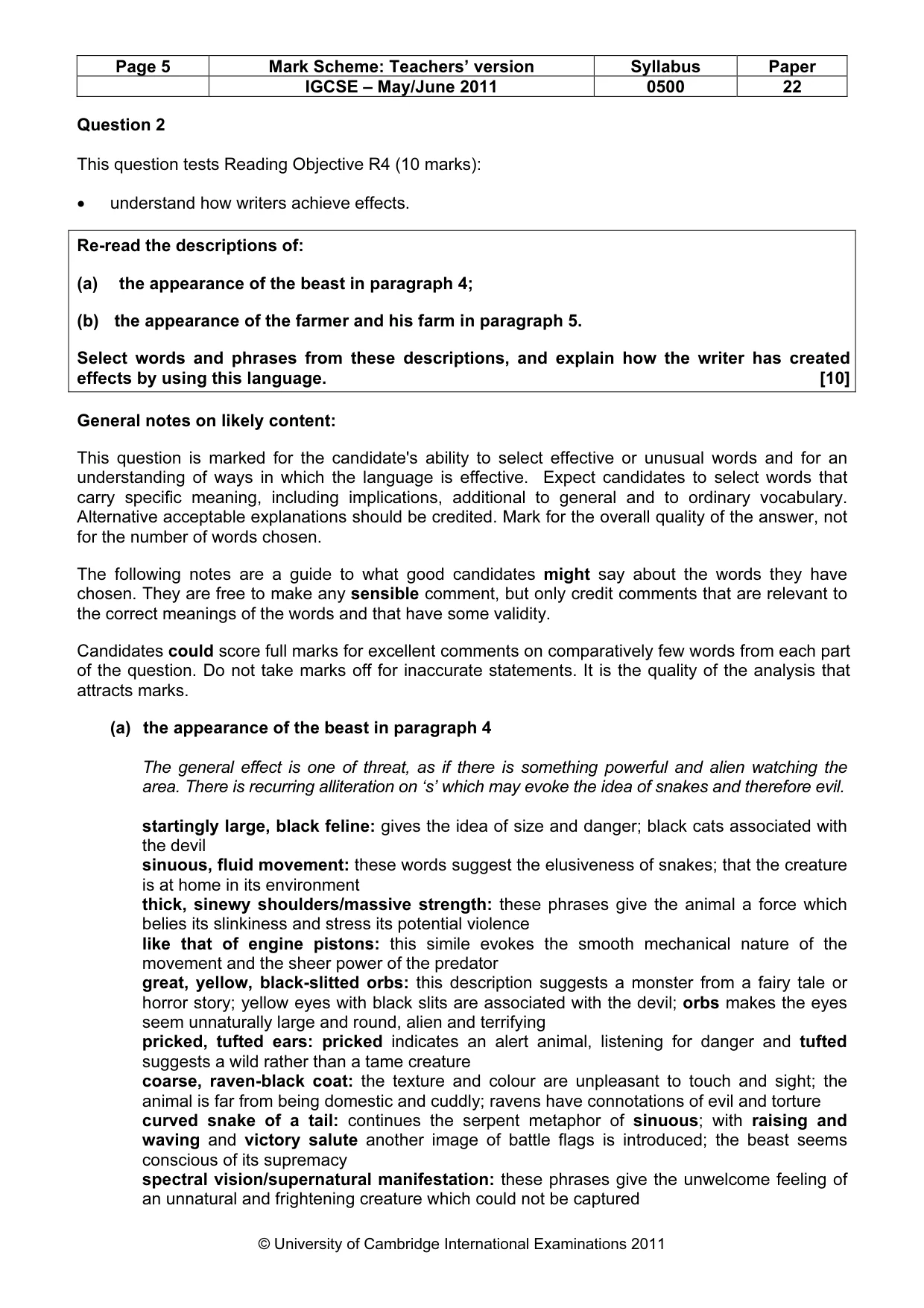 Mark scheme, page 5 of 8