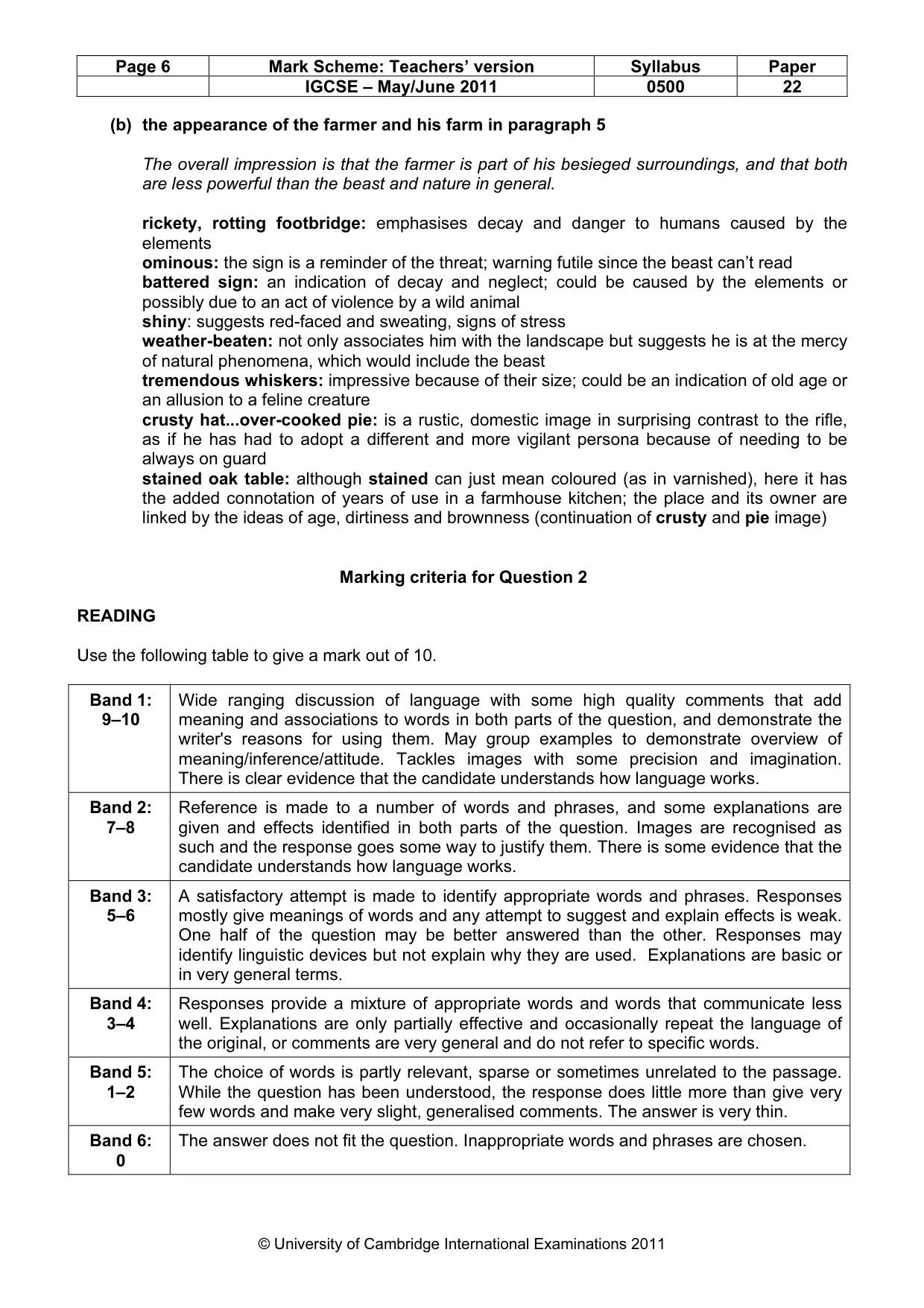 Mark scheme, page 6 of 8