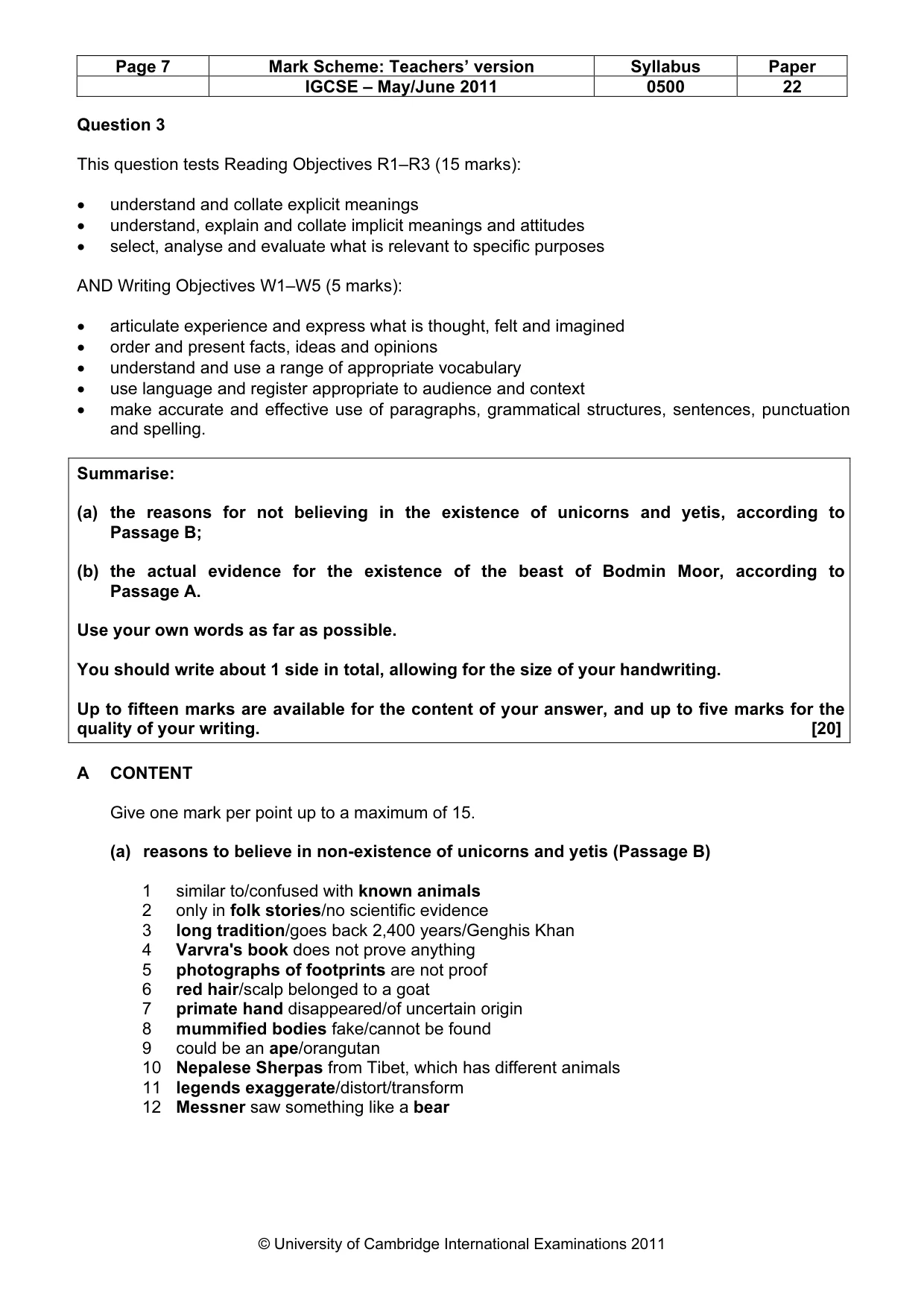 Mark scheme, page 7 of 8