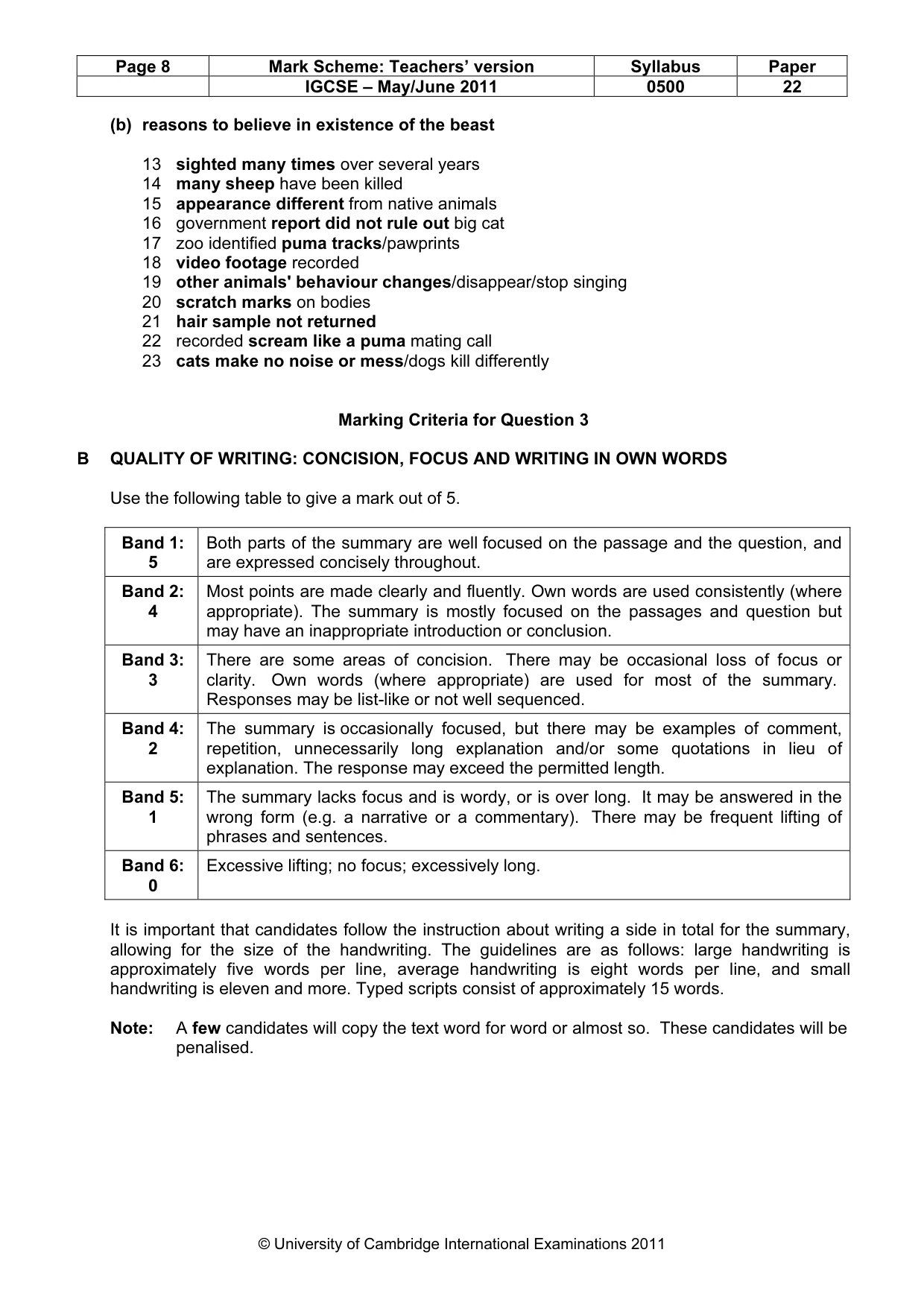Mark scheme, page 8 of 8