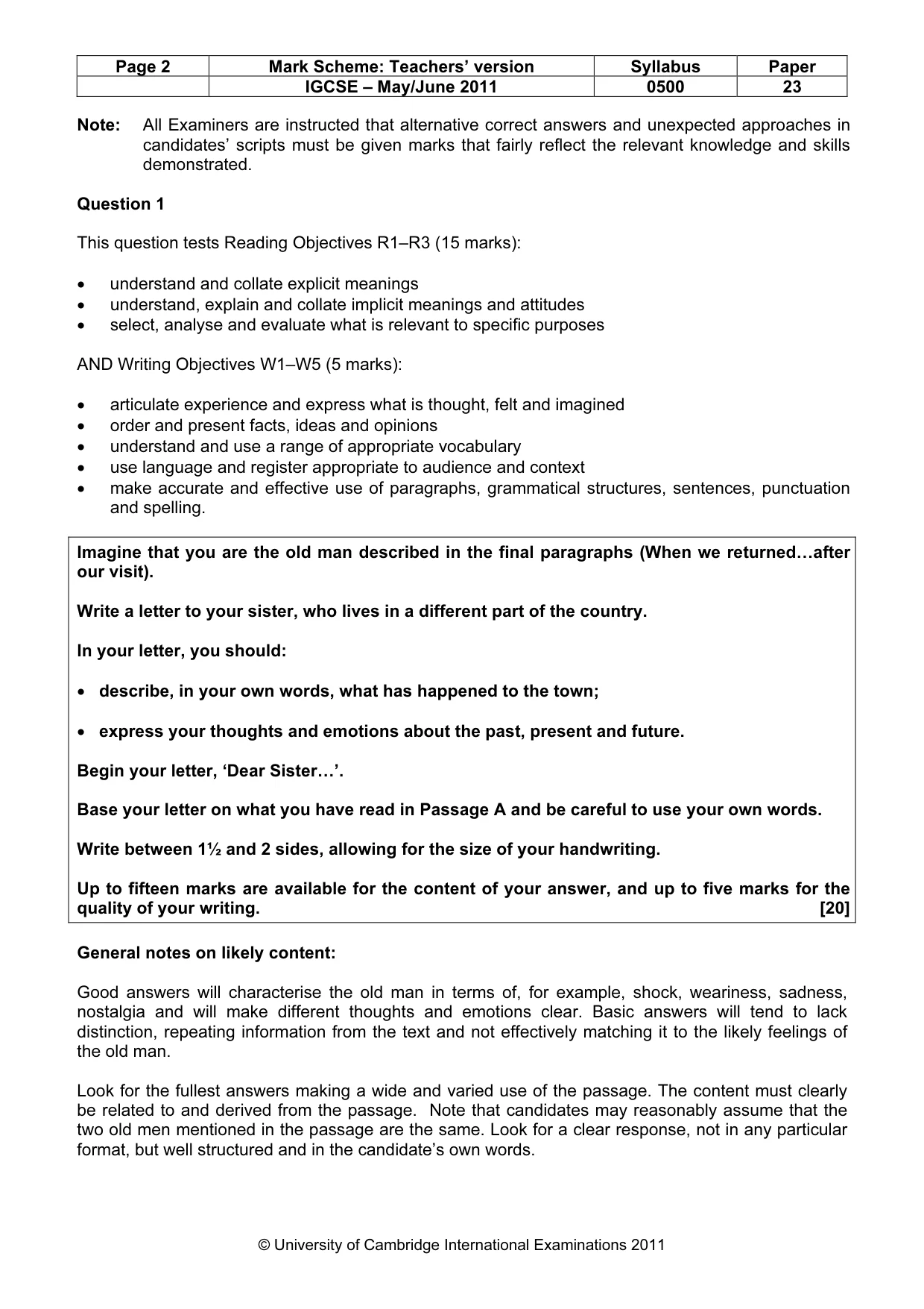 Mark scheme, page 2 of 8