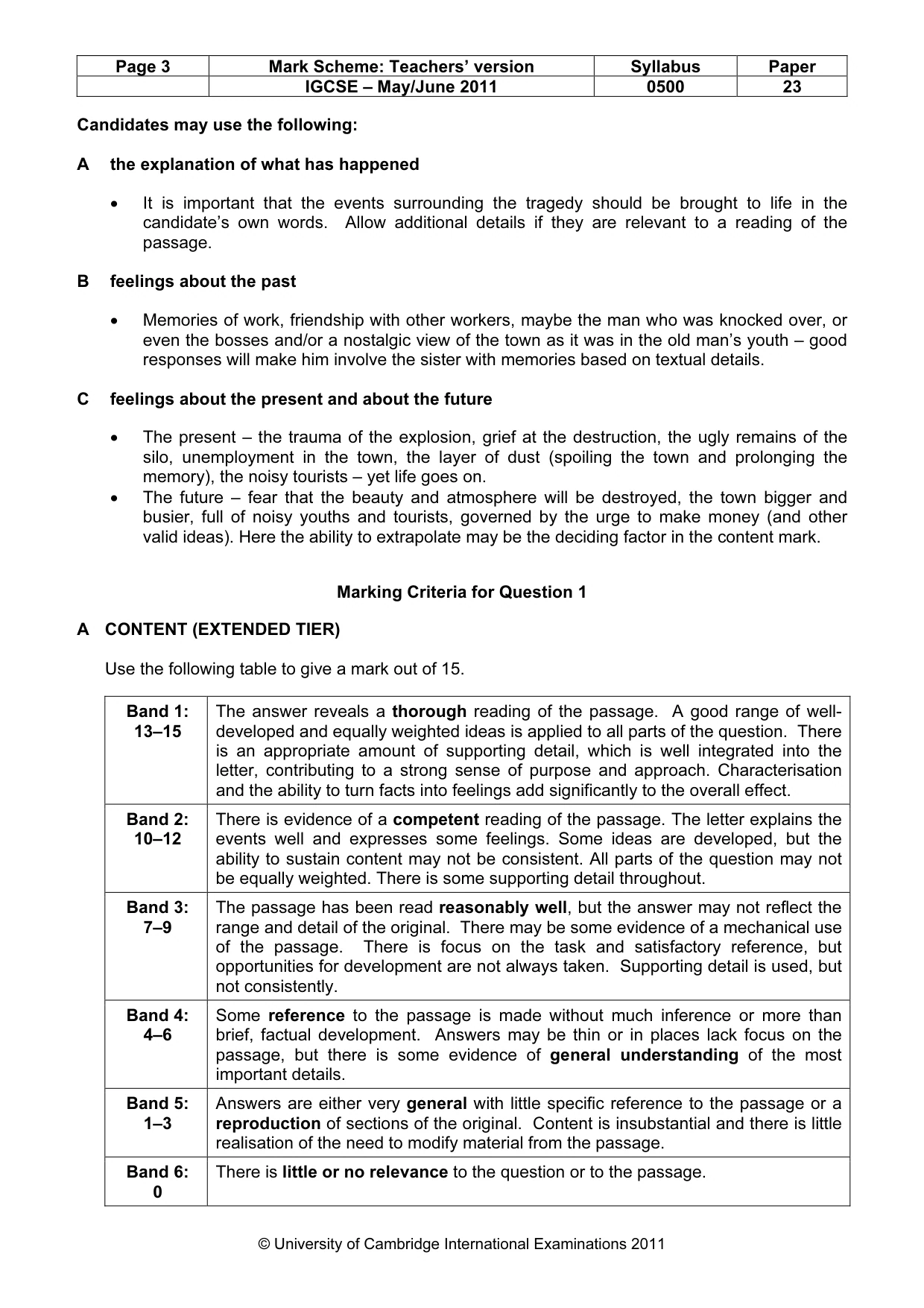 Mark scheme, page 3 of 8
