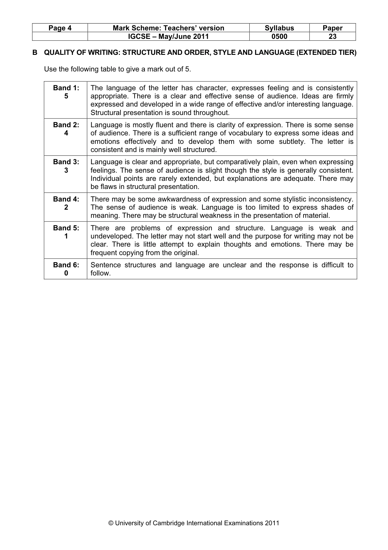 Mark scheme, page 4 of 8