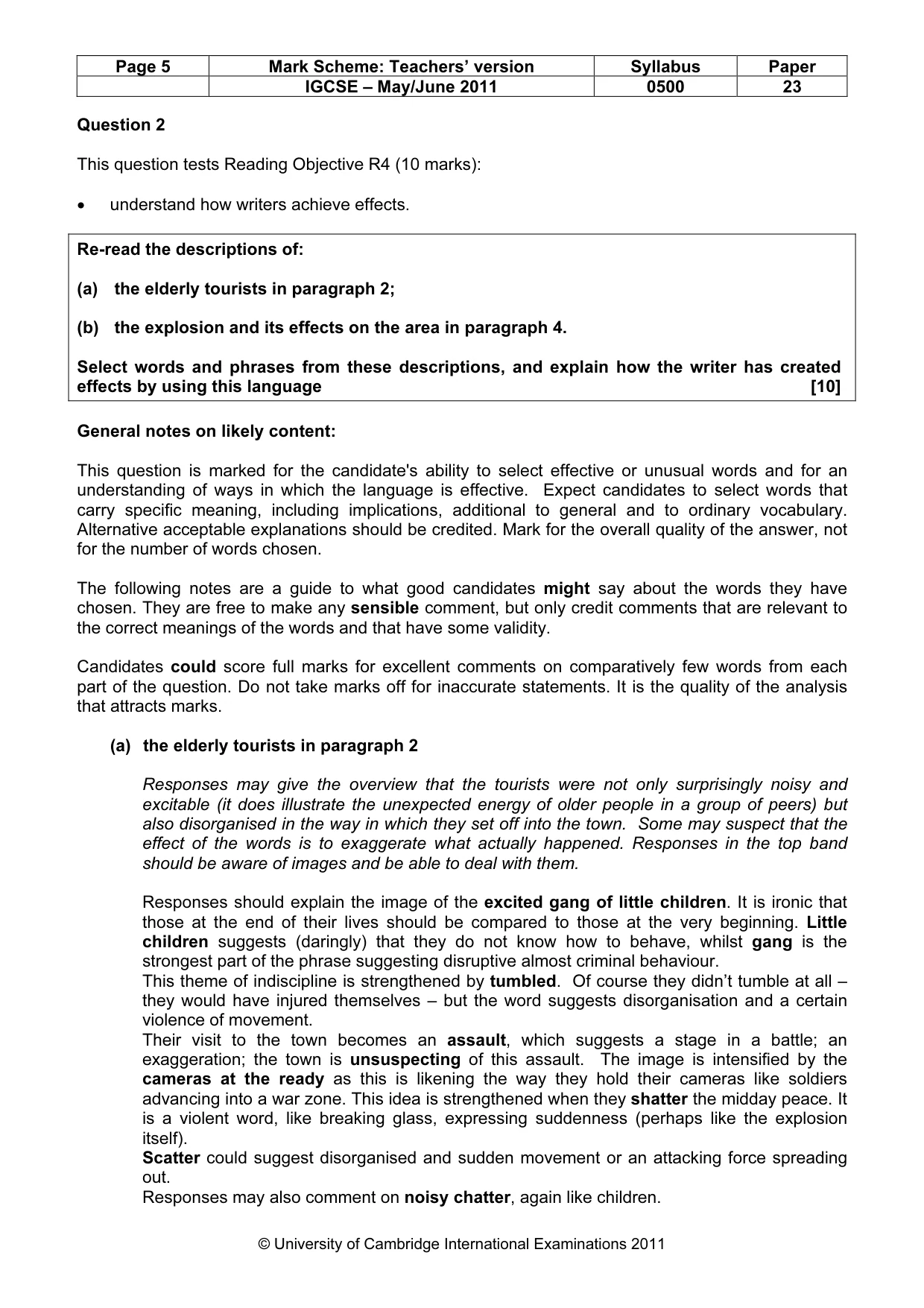 Mark scheme, page 5 of 8