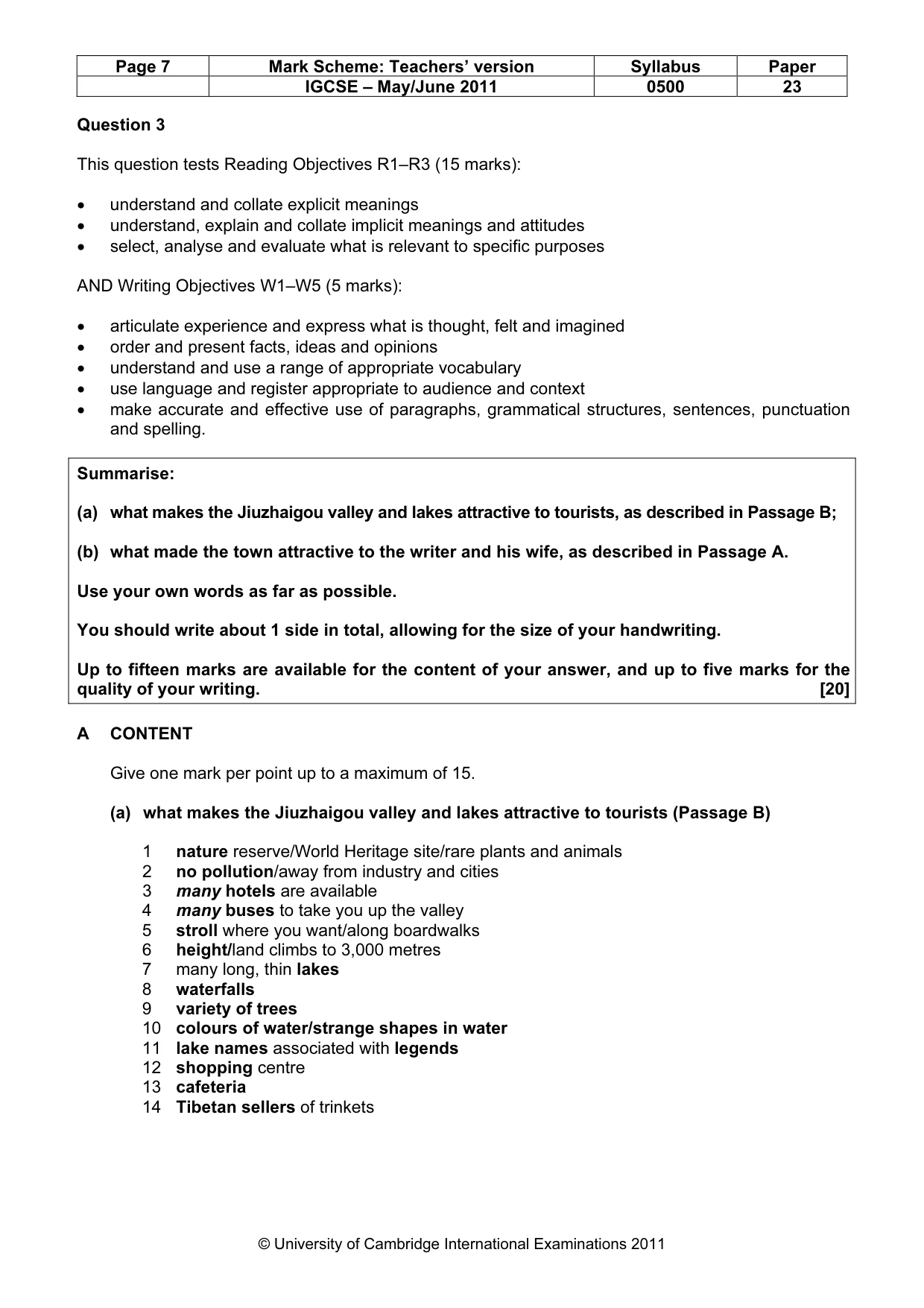 Mark scheme, page 7 of 8