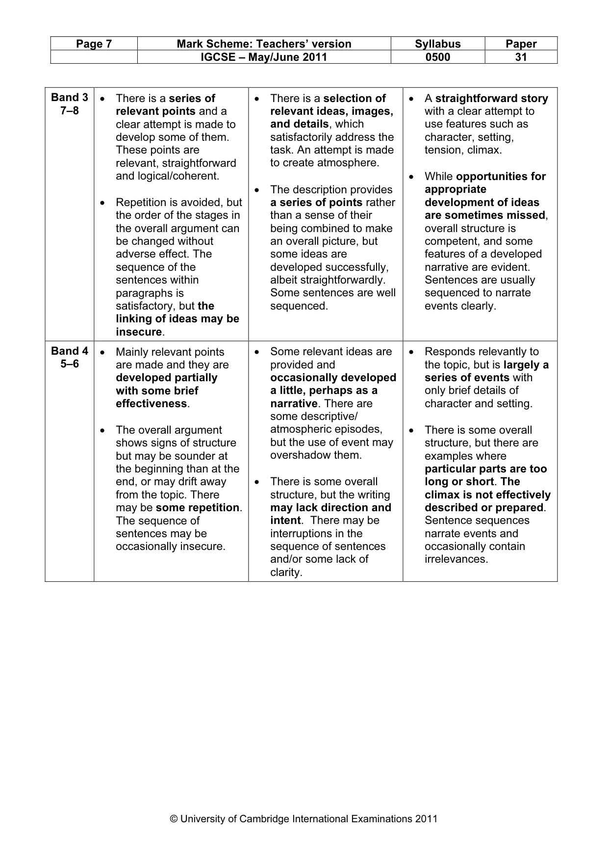 Mark scheme, page 7 of 9