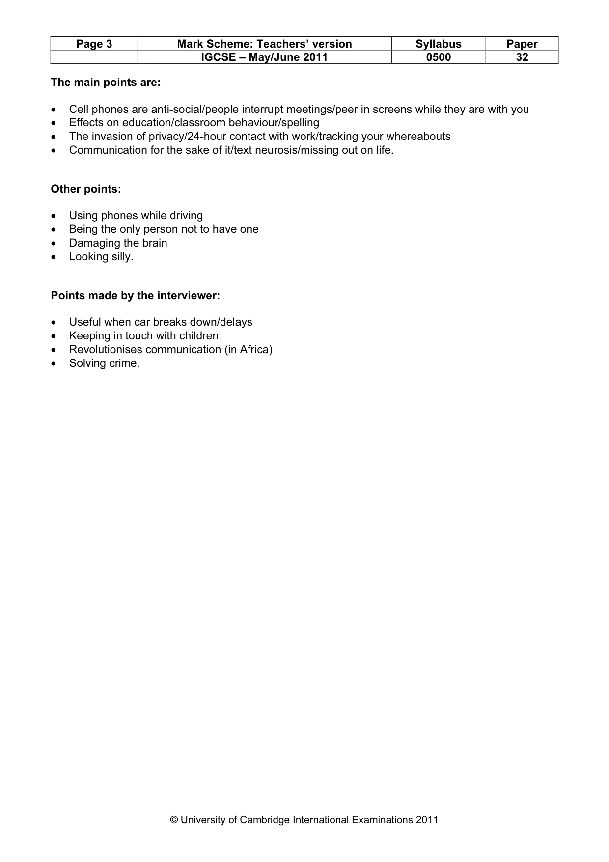 Mark scheme, page 3 of 9