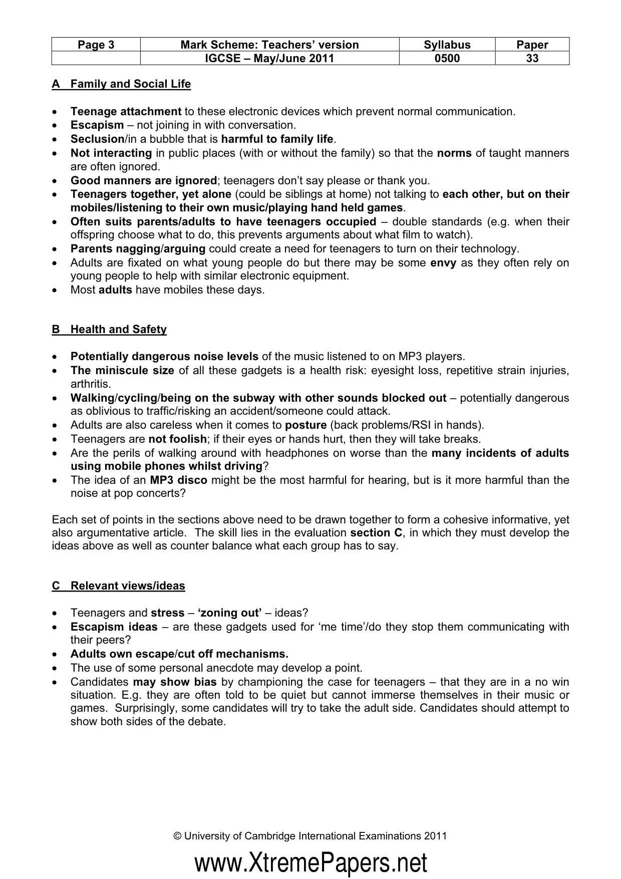 Mark scheme, page 3 of 9