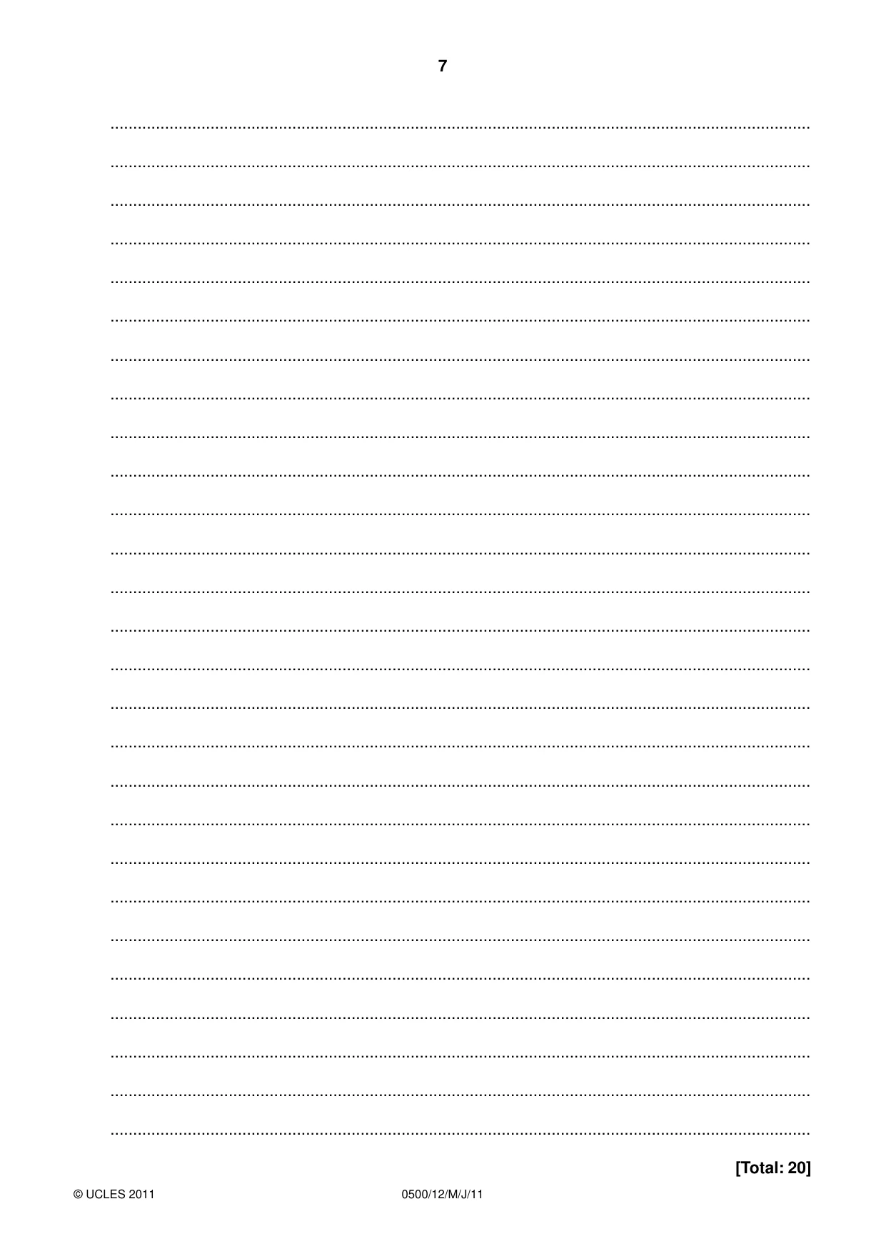Cambridge IGCSE English - First Language 0500 2011 May/June Paper 1 · Variant 2 question paper, page 7 of 8