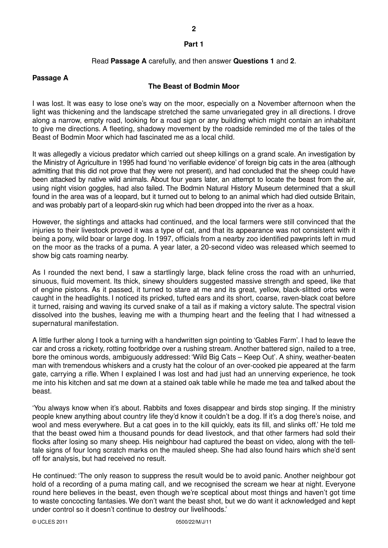 Cambridge IGCSE English - First Language 0500 2011 May/June Paper 2 · Variant 2 question paper, page 2 of 8