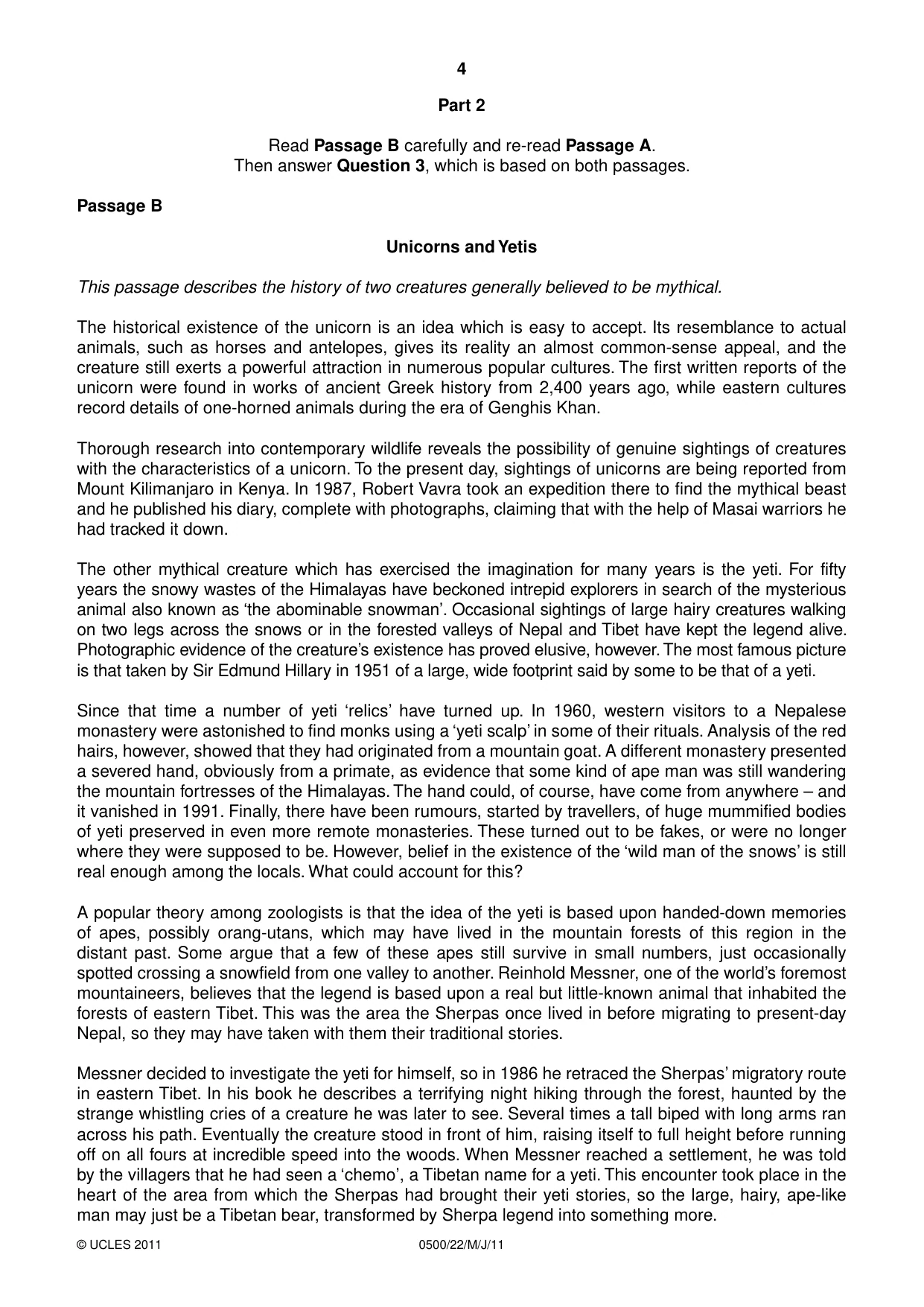 Cambridge IGCSE English - First Language 0500 2011 May/June Paper 2 · Variant 2 question paper, page 4 of 8