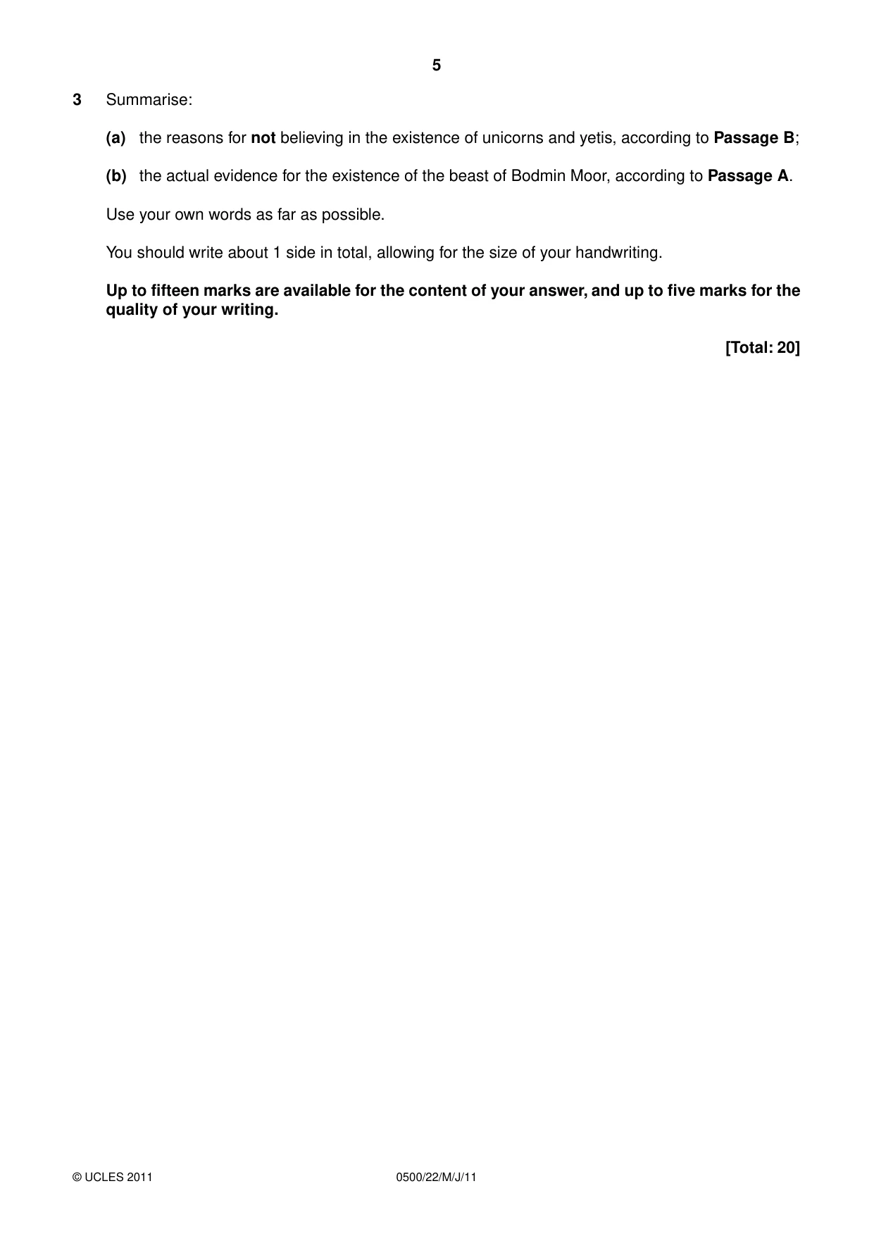Cambridge IGCSE English - First Language 0500 2011 May/June Paper 2 · Variant 2 question paper, page 5 of 8