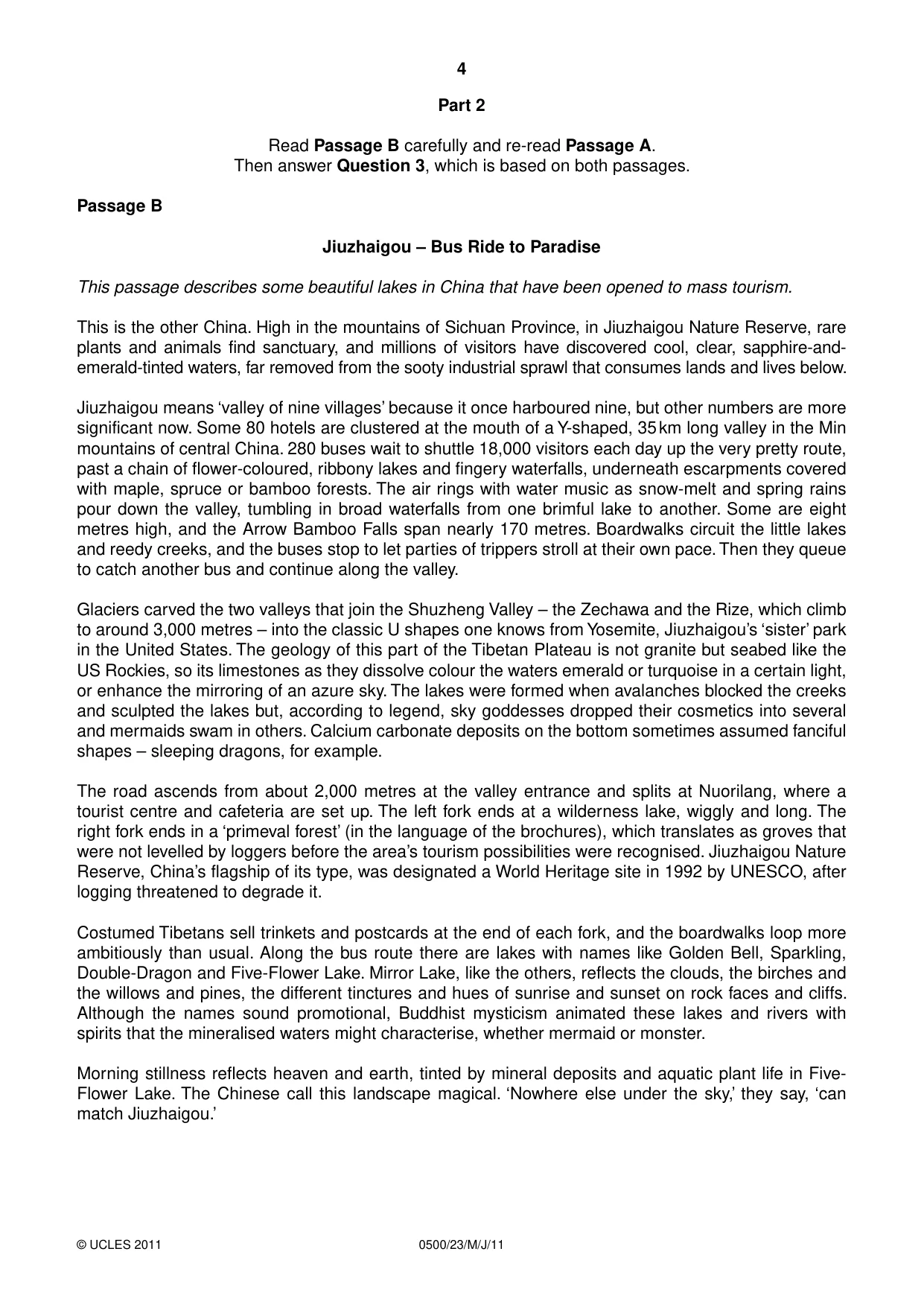 Cambridge IGCSE English - First Language 0500 2011 May/June Paper 2 · Variant 3 question paper, page 4 of 8