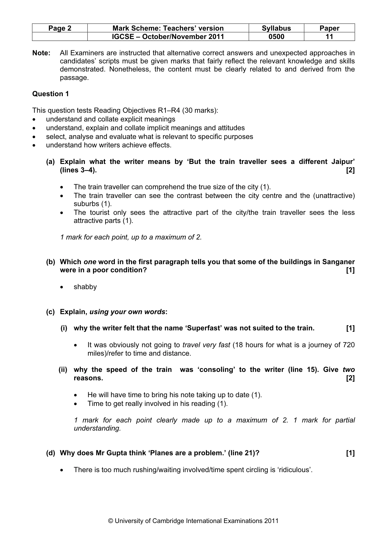 Mark scheme, page 2 of 7
