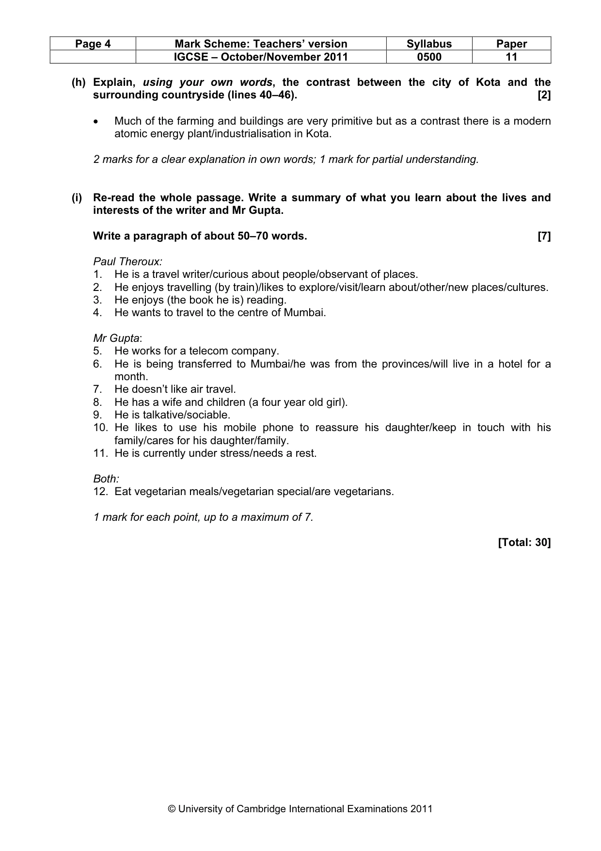 Mark scheme, page 4 of 7