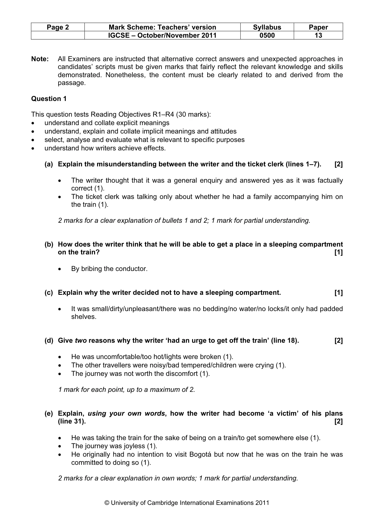 Mark scheme, page 2 of 7