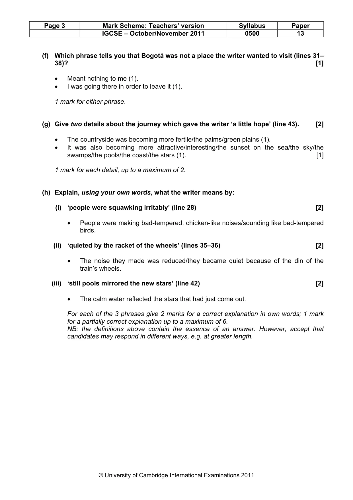 Mark scheme, page 3 of 7