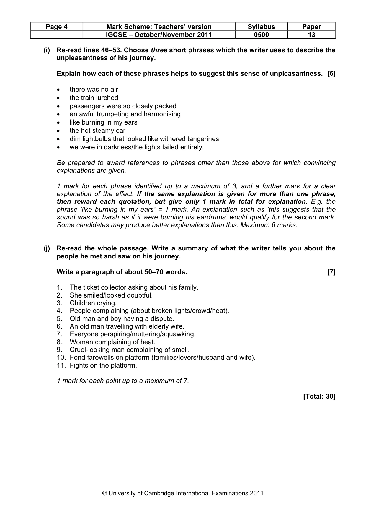 Mark scheme, page 4 of 7