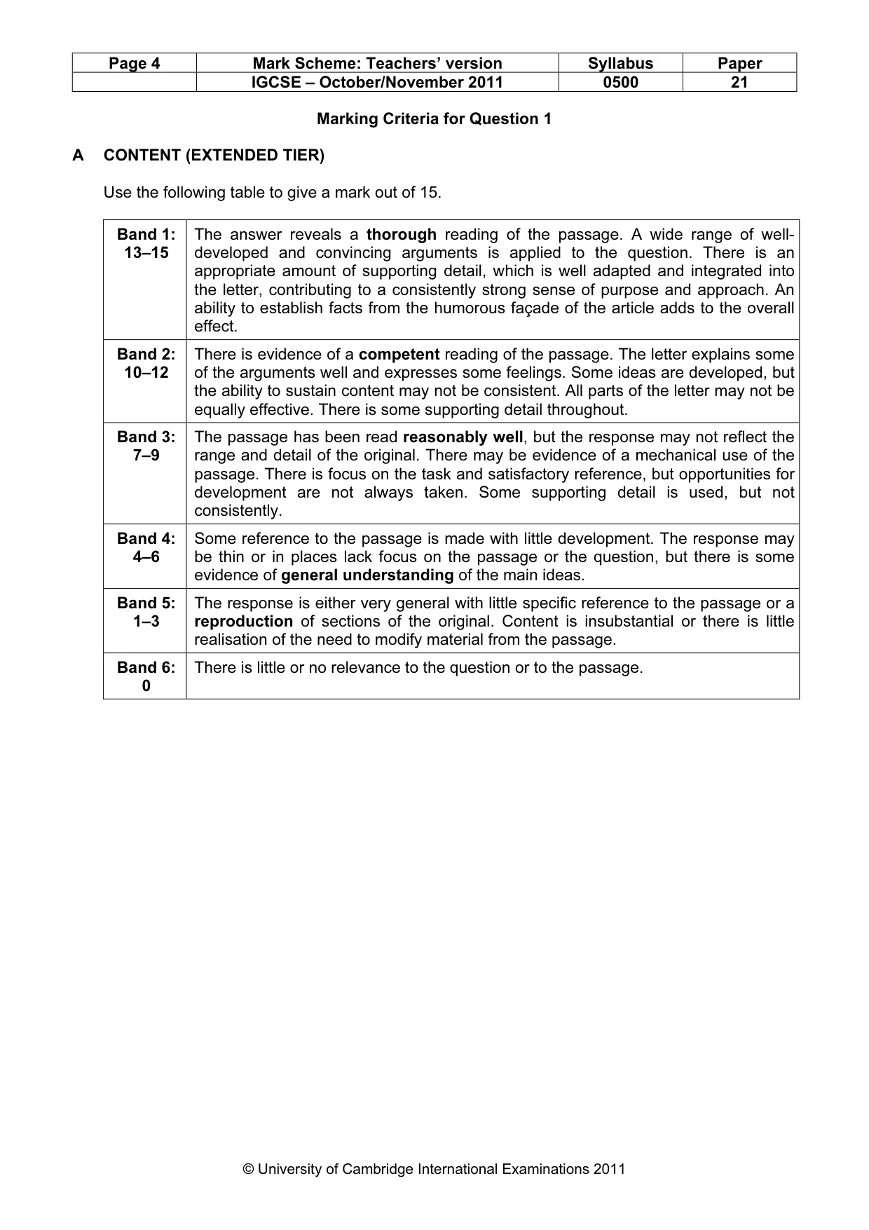 Mark scheme, page 4 of 12