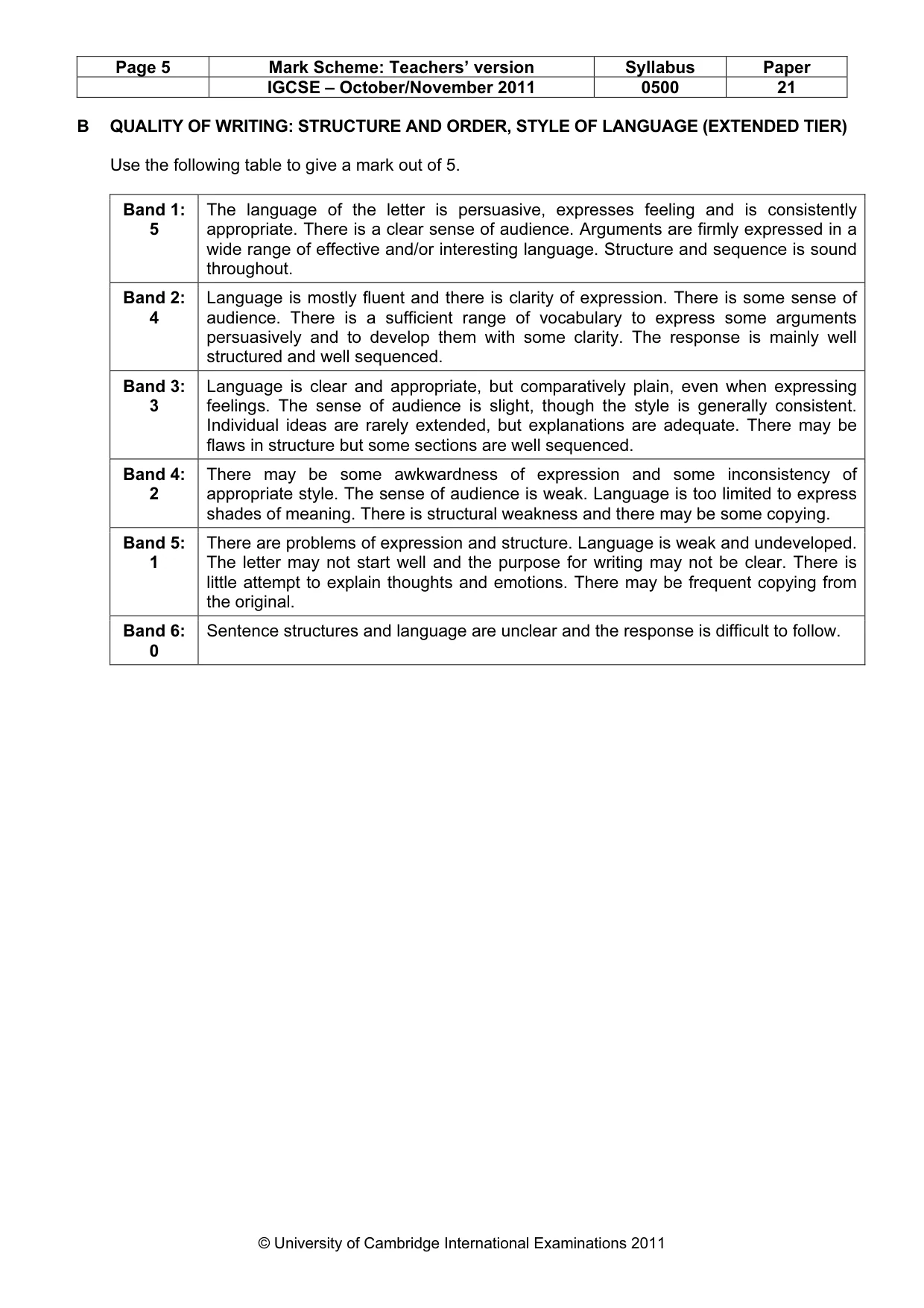 Mark scheme, page 5 of 12