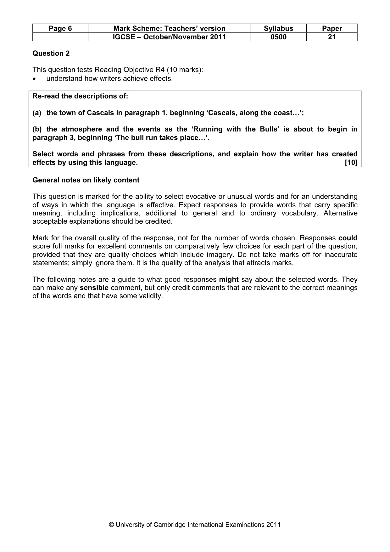 Mark scheme, page 6 of 12