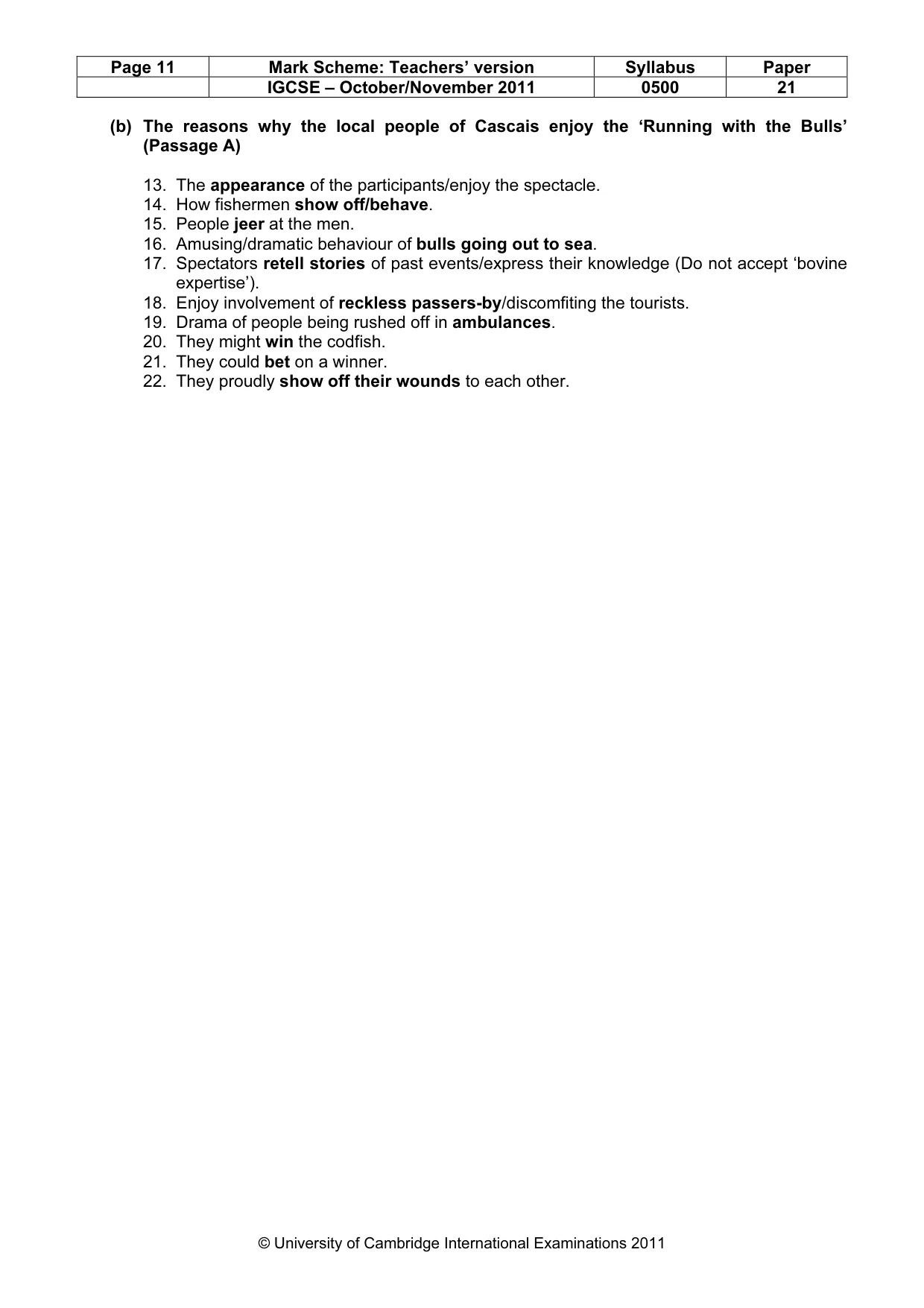 Mark scheme, page 11 of 12