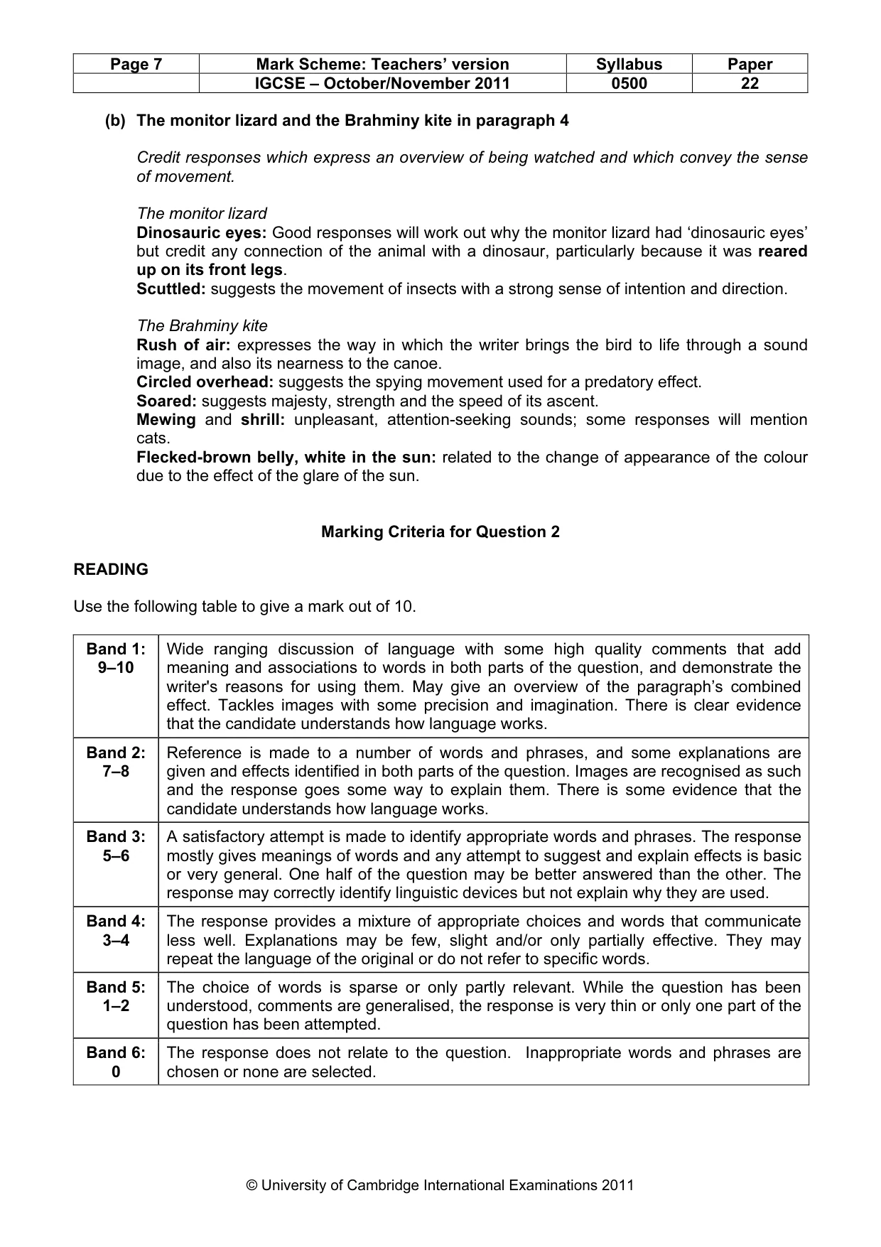 Mark scheme, page 7 of 9