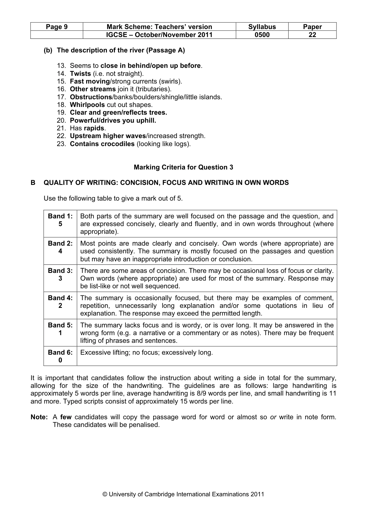 Mark scheme, page 9 of 9