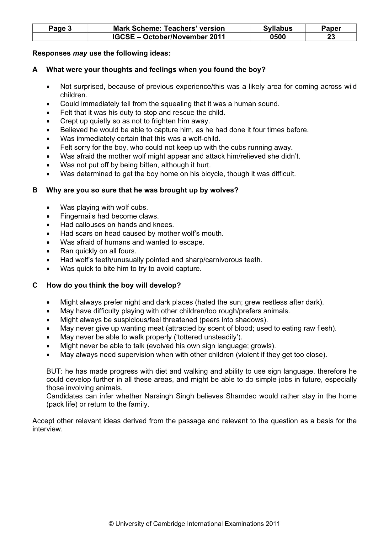 Mark scheme, page 3 of 9