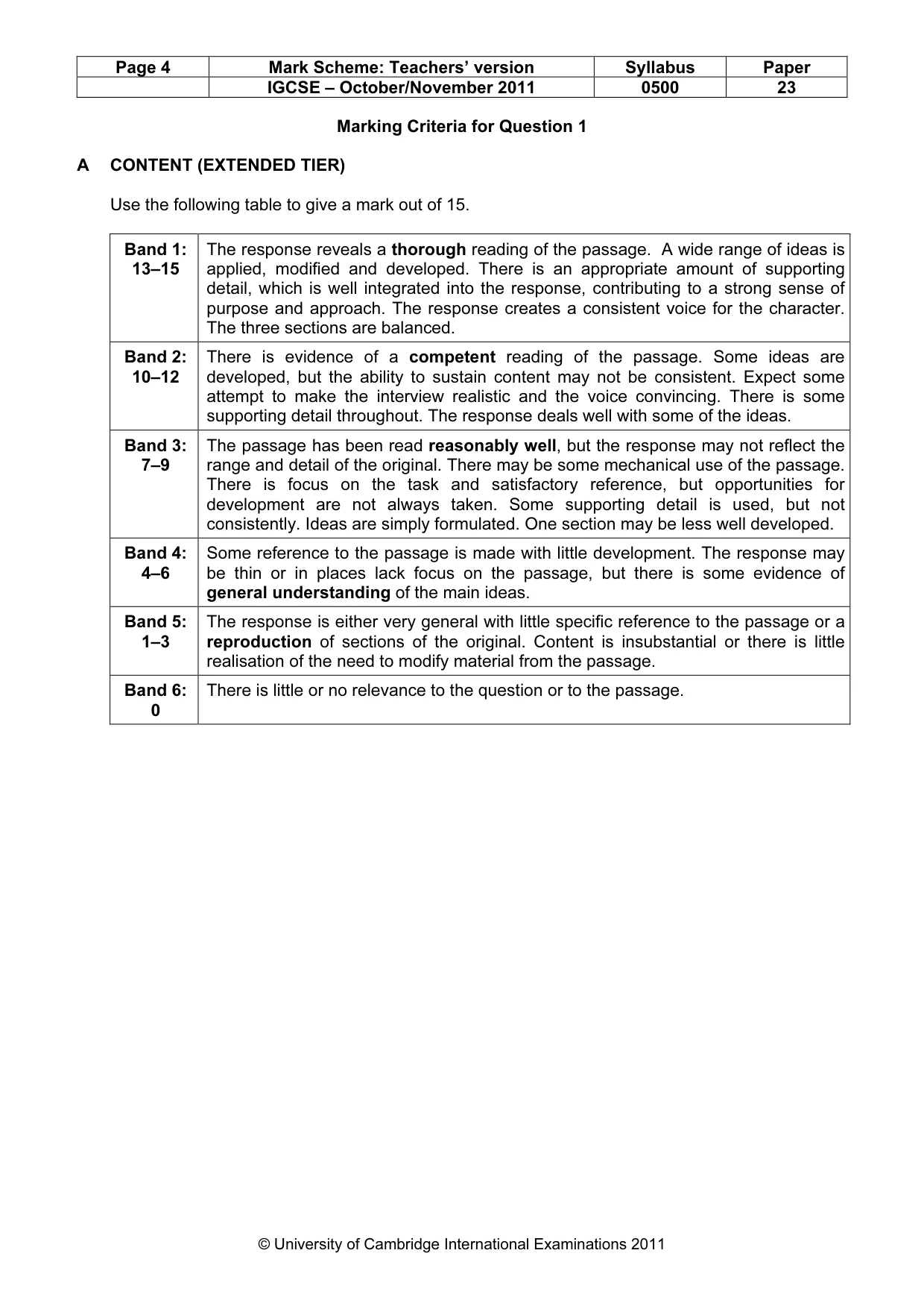 Mark scheme, page 4 of 9