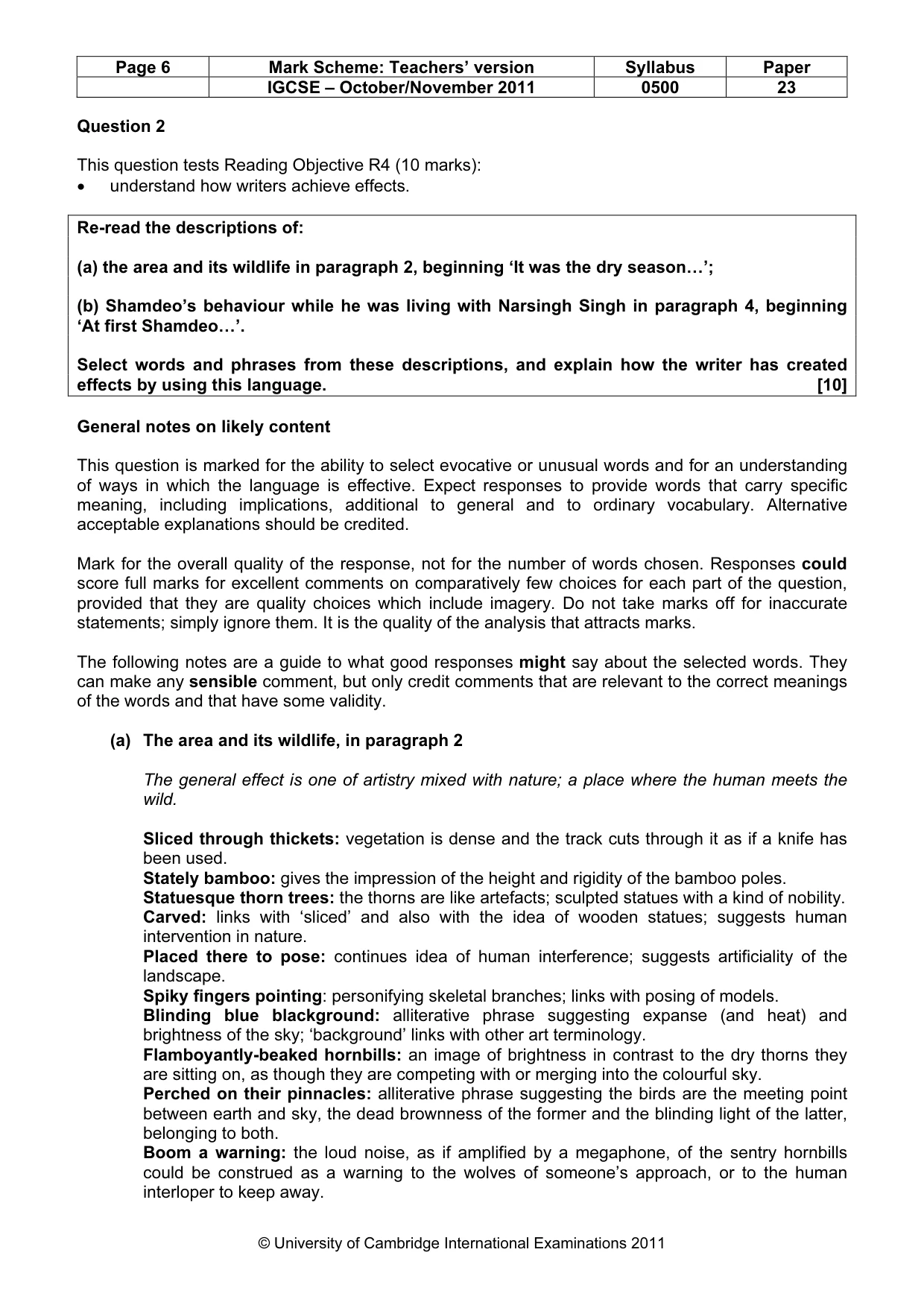 Mark scheme, page 6 of 9