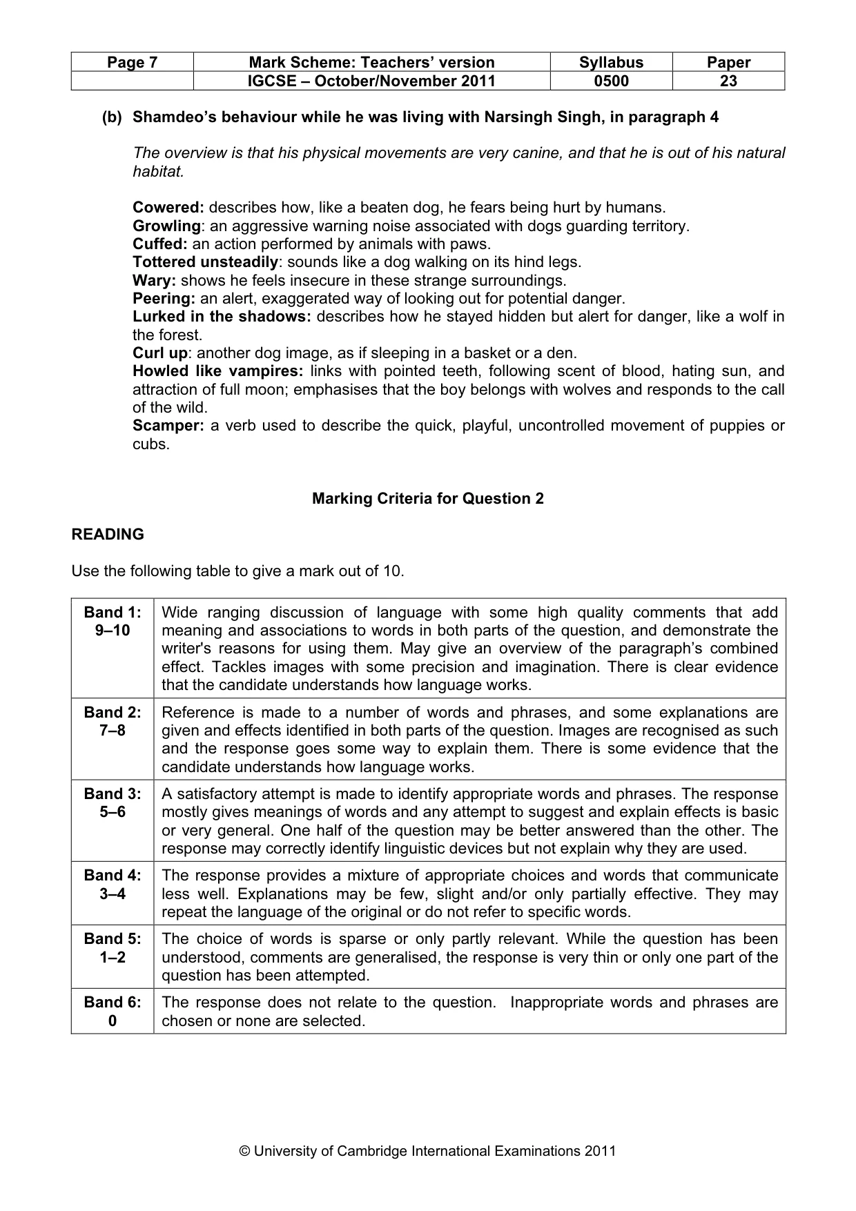 Mark scheme, page 7 of 9