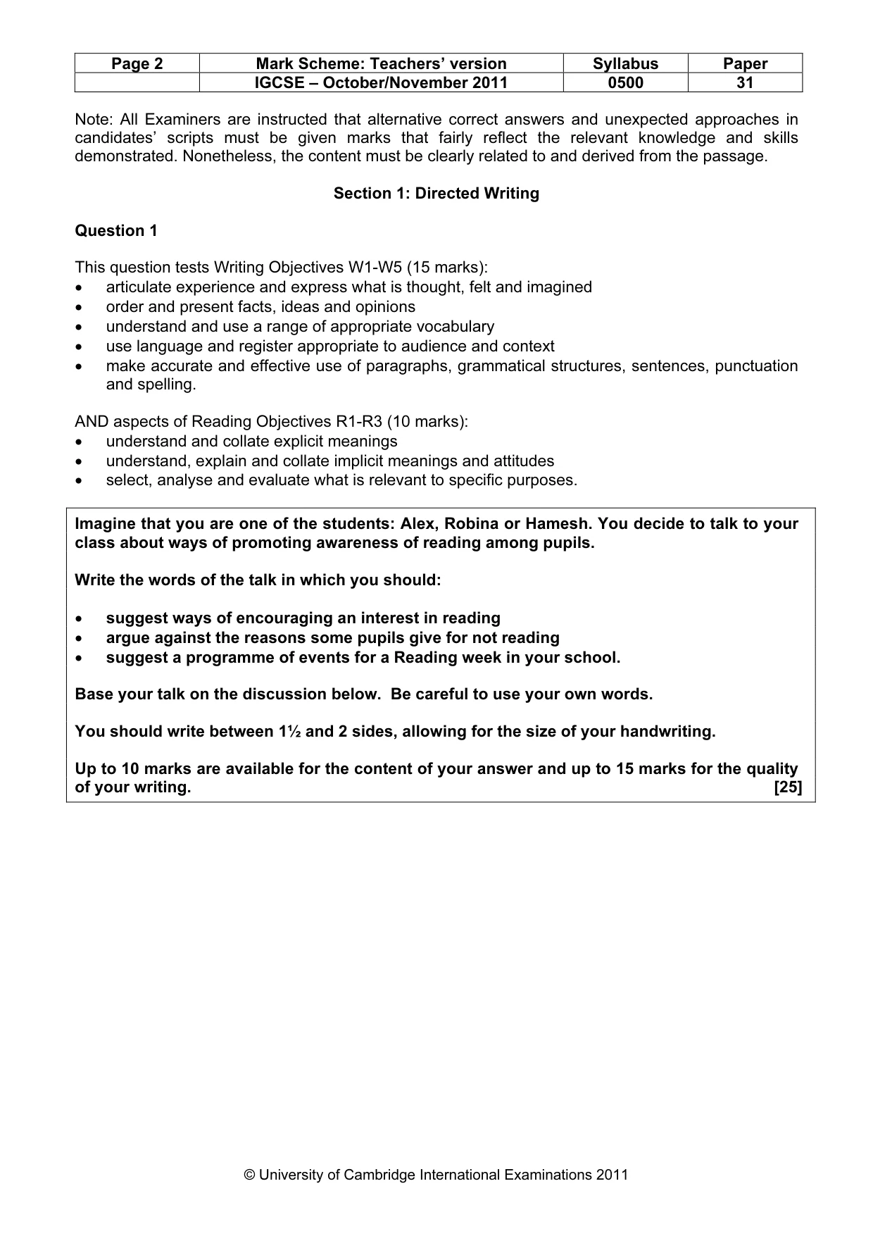Mark scheme, page 2 of 9