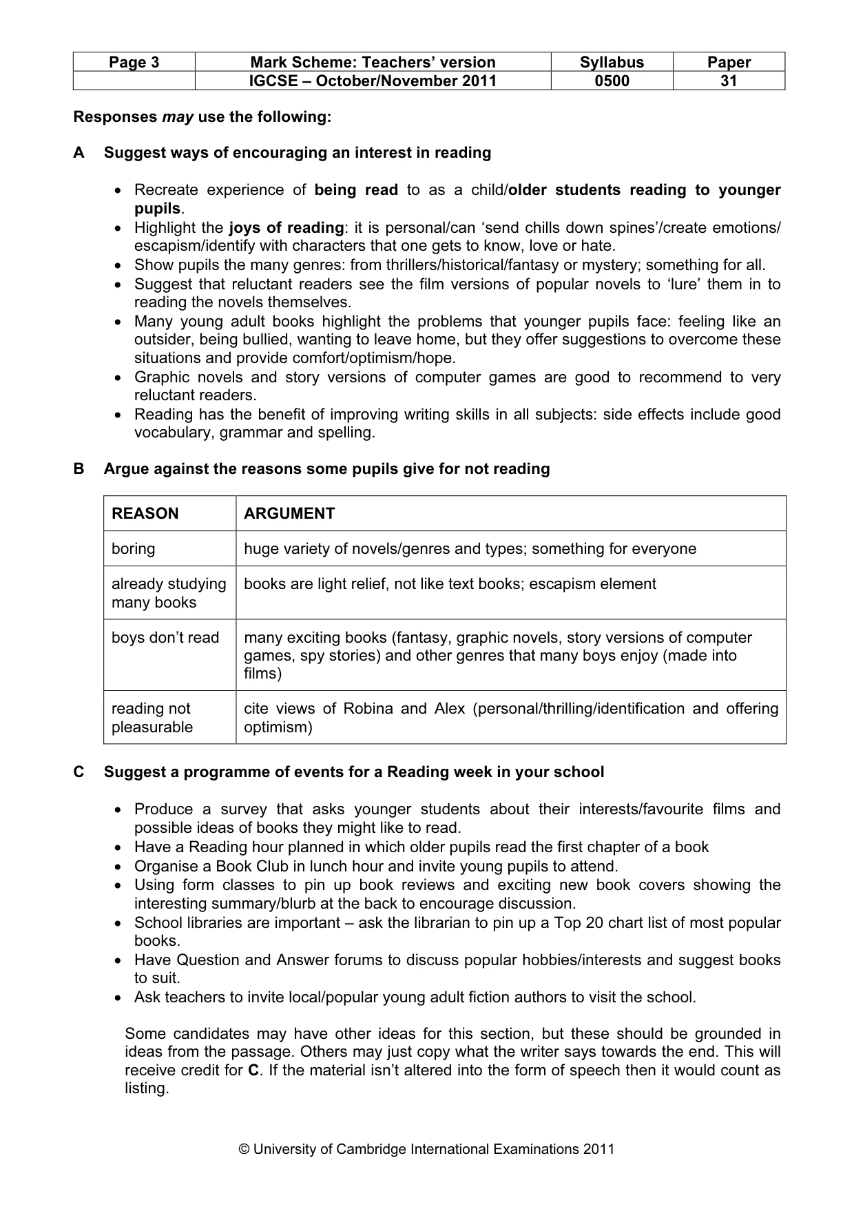 Mark scheme, page 3 of 9