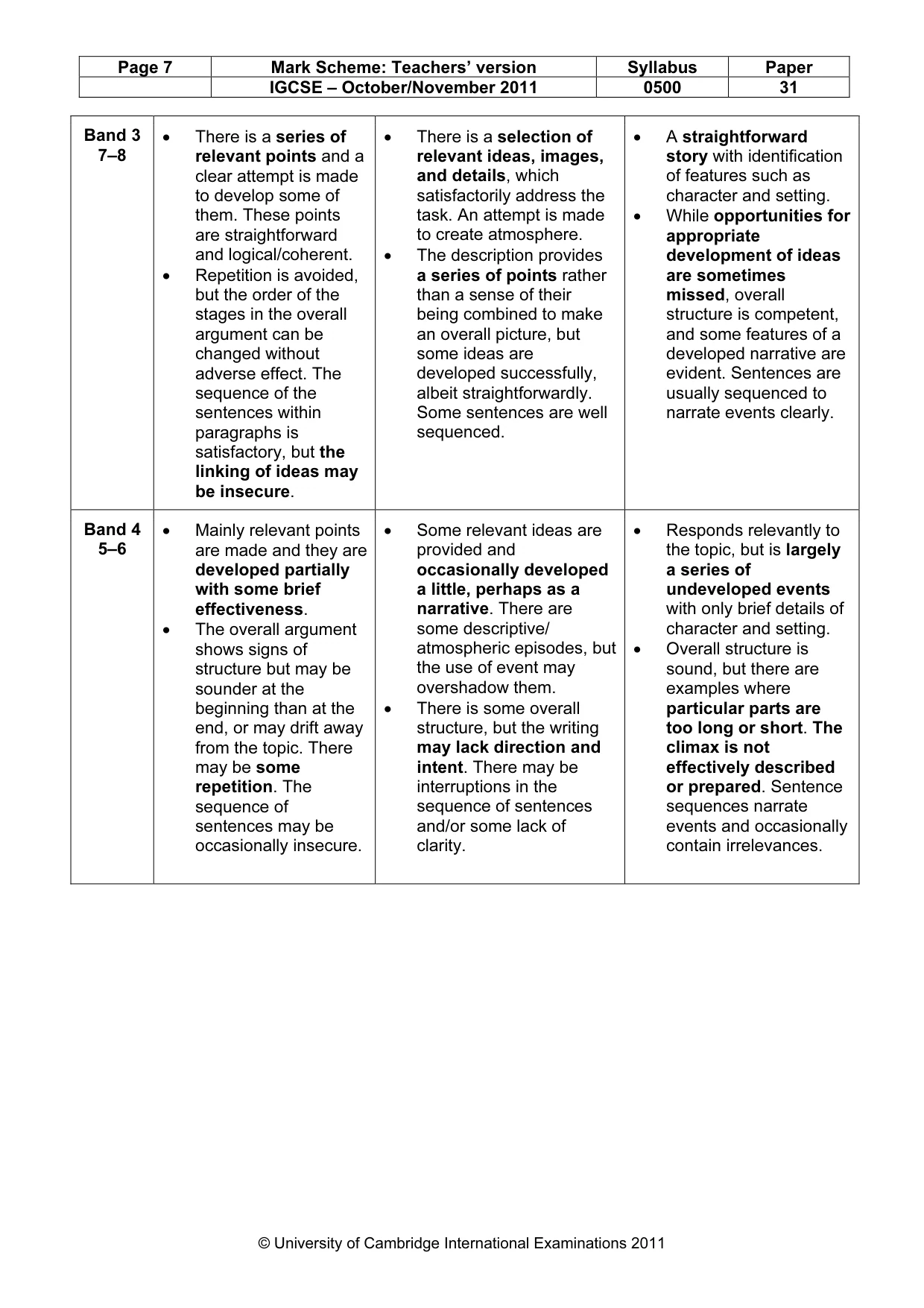 Mark scheme, page 7 of 9