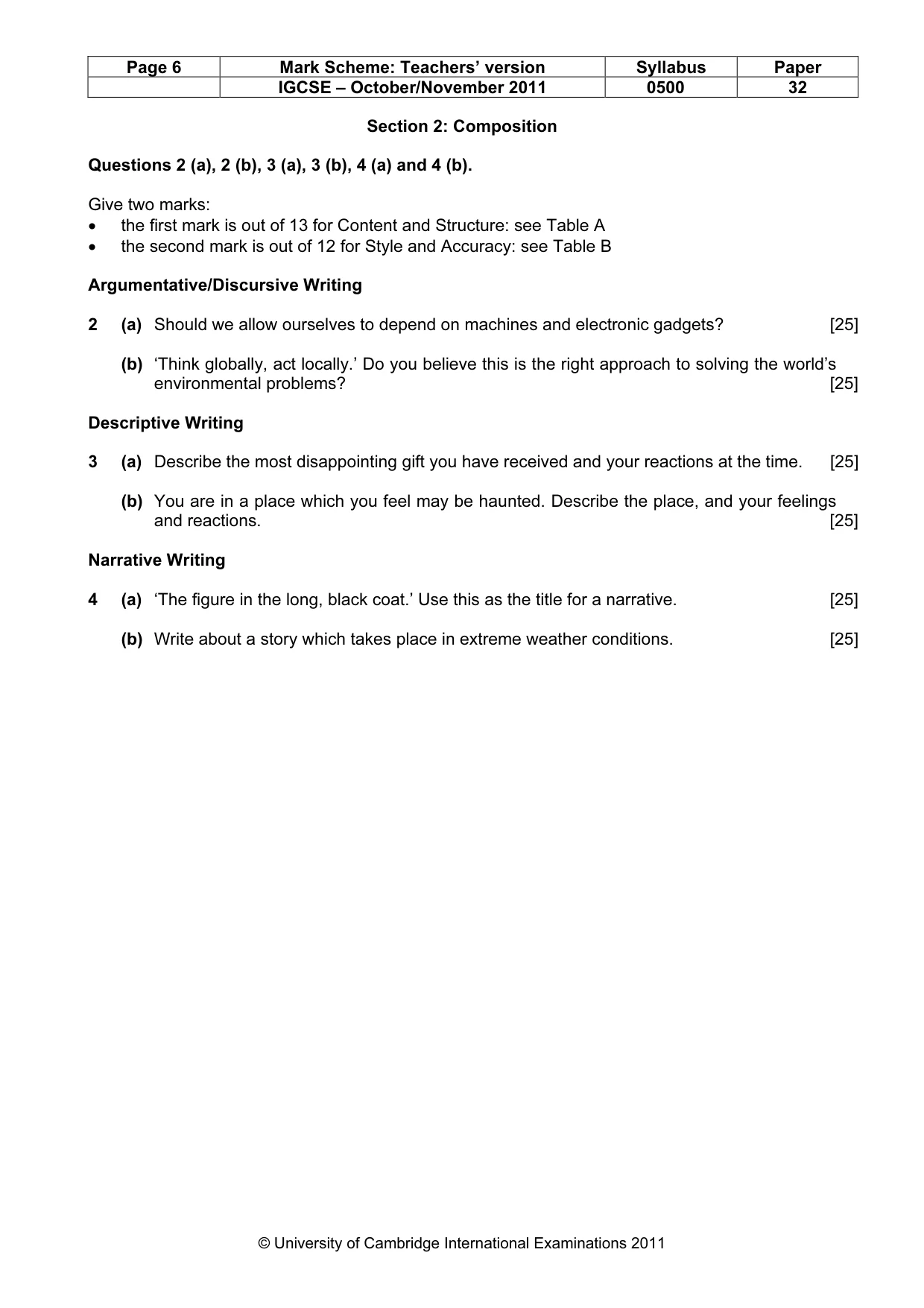 Mark scheme, page 6 of 10