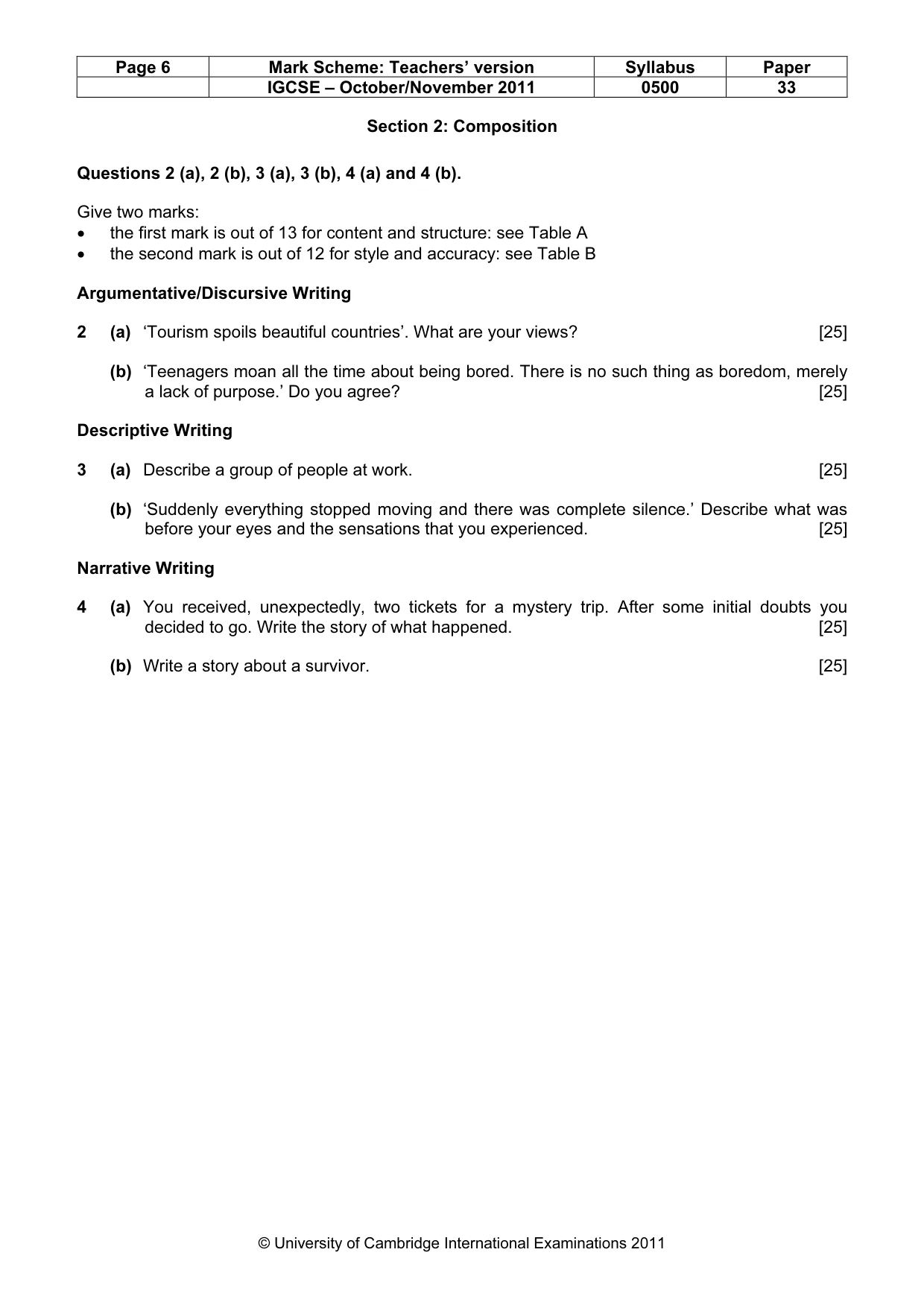 Mark scheme, page 6 of 10