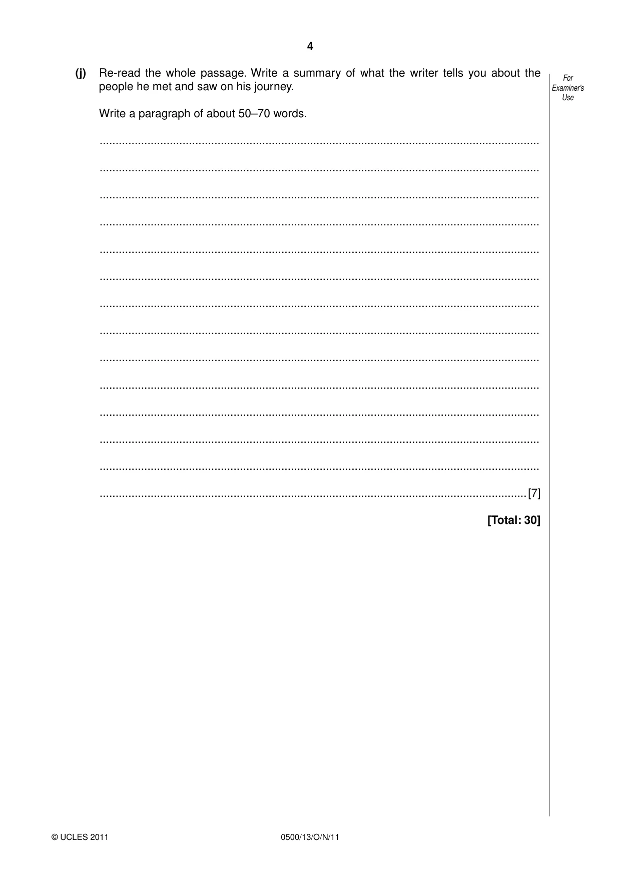 Cambridge IGCSE English - First Language 0500 2011 Oct/Nov Paper 1 · Variant 3 question paper, page 4 of 8