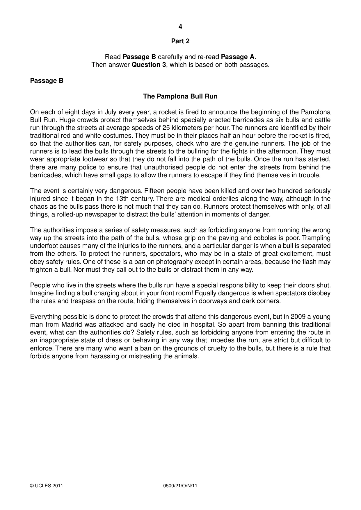 Cambridge IGCSE English - First Language 0500 2011 Oct/Nov Paper 2 · Variant 1 question paper, page 4 of 8