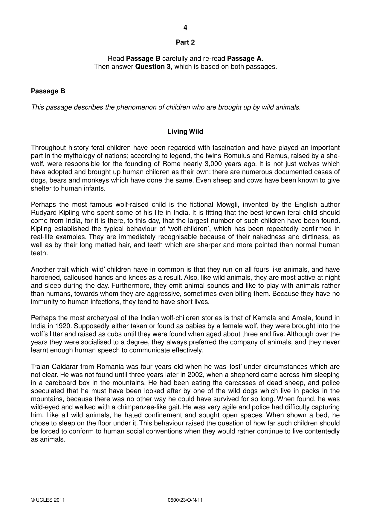 Cambridge IGCSE English - First Language 0500 2011 Oct/Nov Paper 2 · Variant 3 question paper, page 4 of 8
