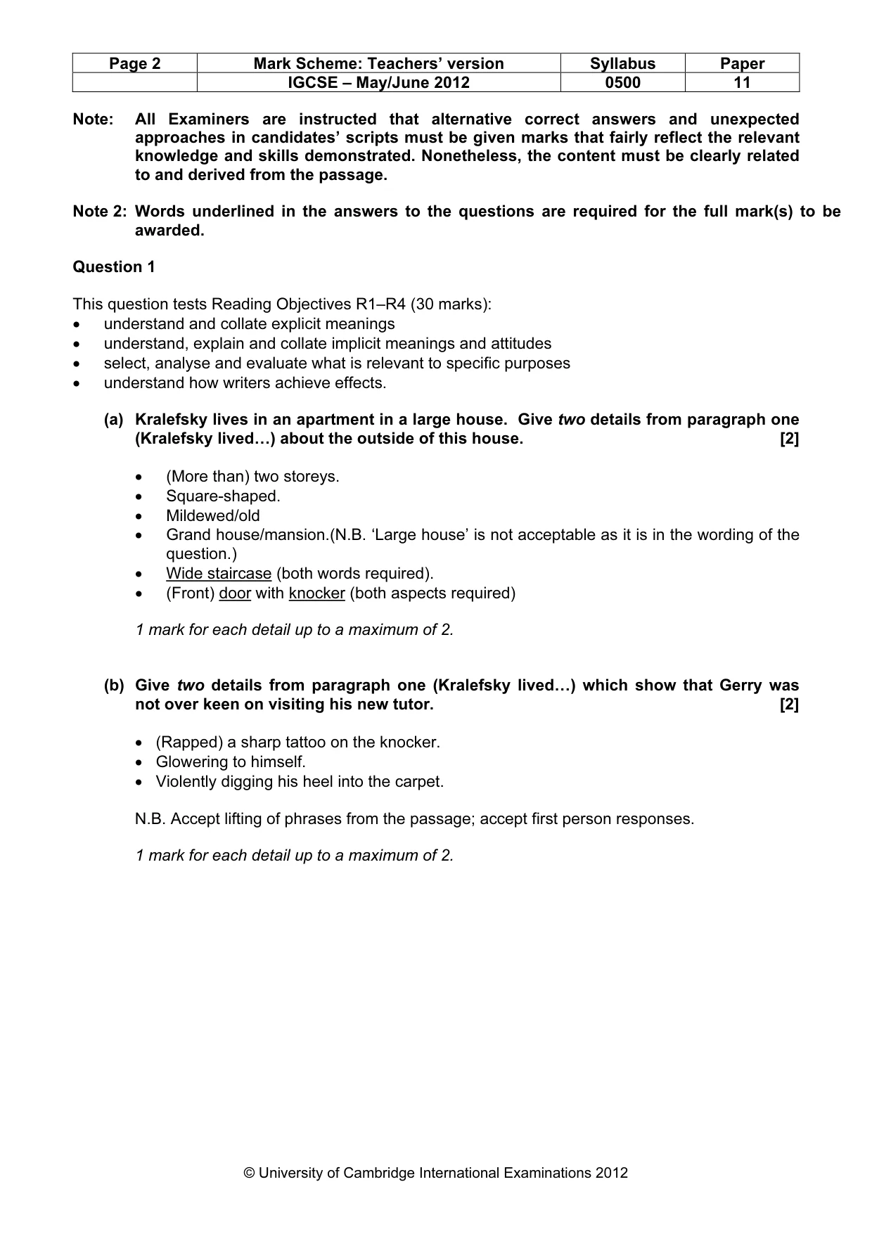 Mark scheme, page 2 of 8