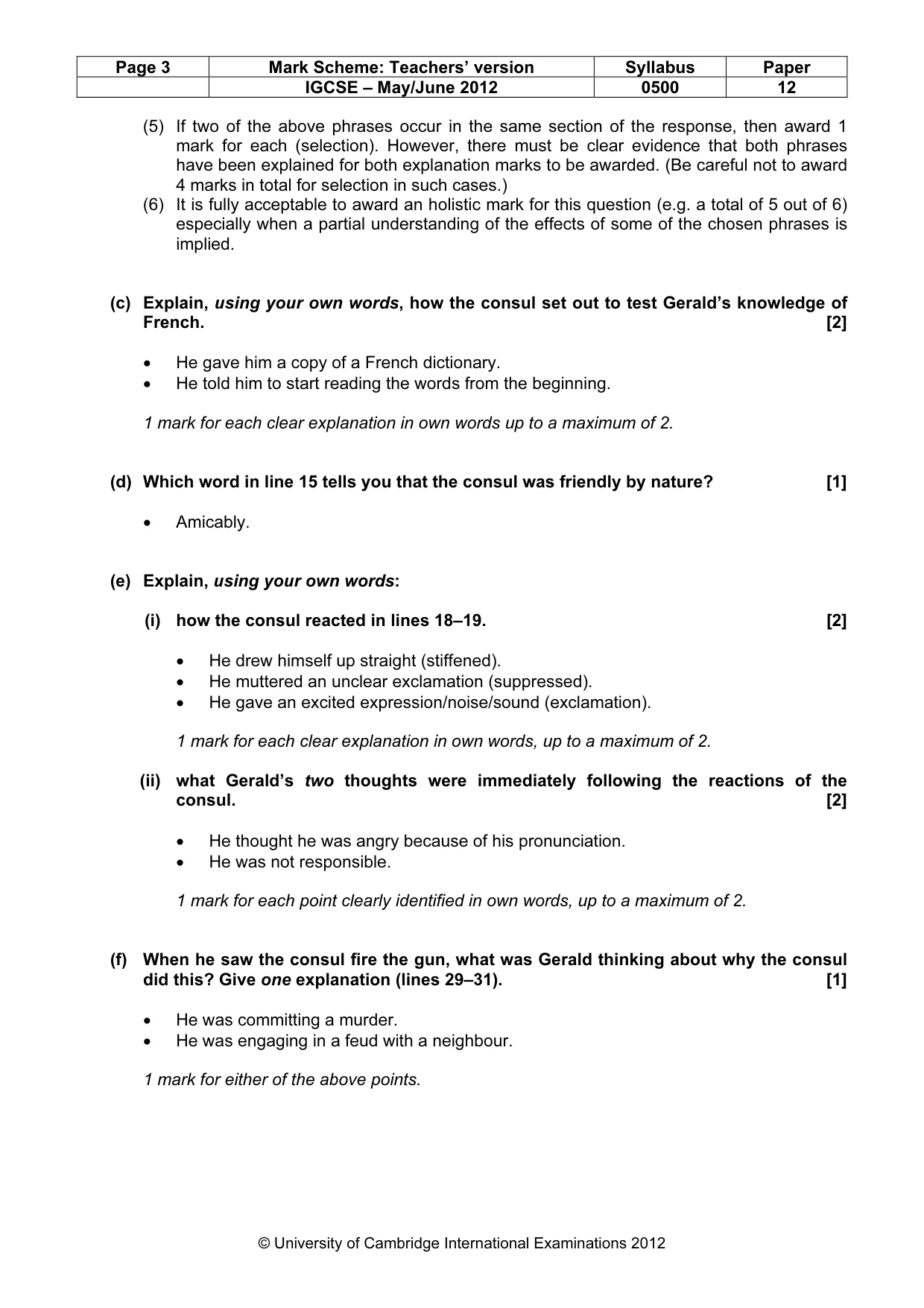 Mark scheme, page 3 of 7