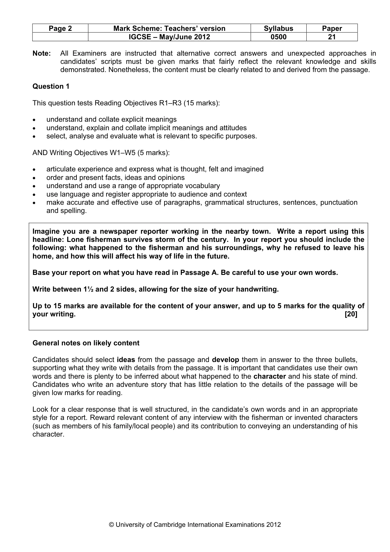 Mark scheme, page 2 of 10