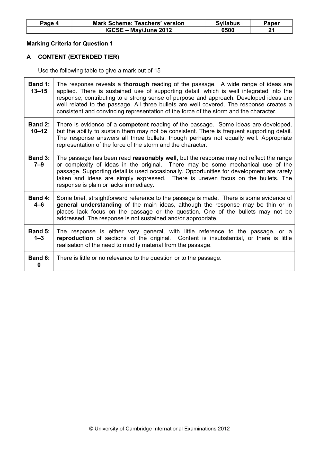 Mark scheme, page 4 of 10