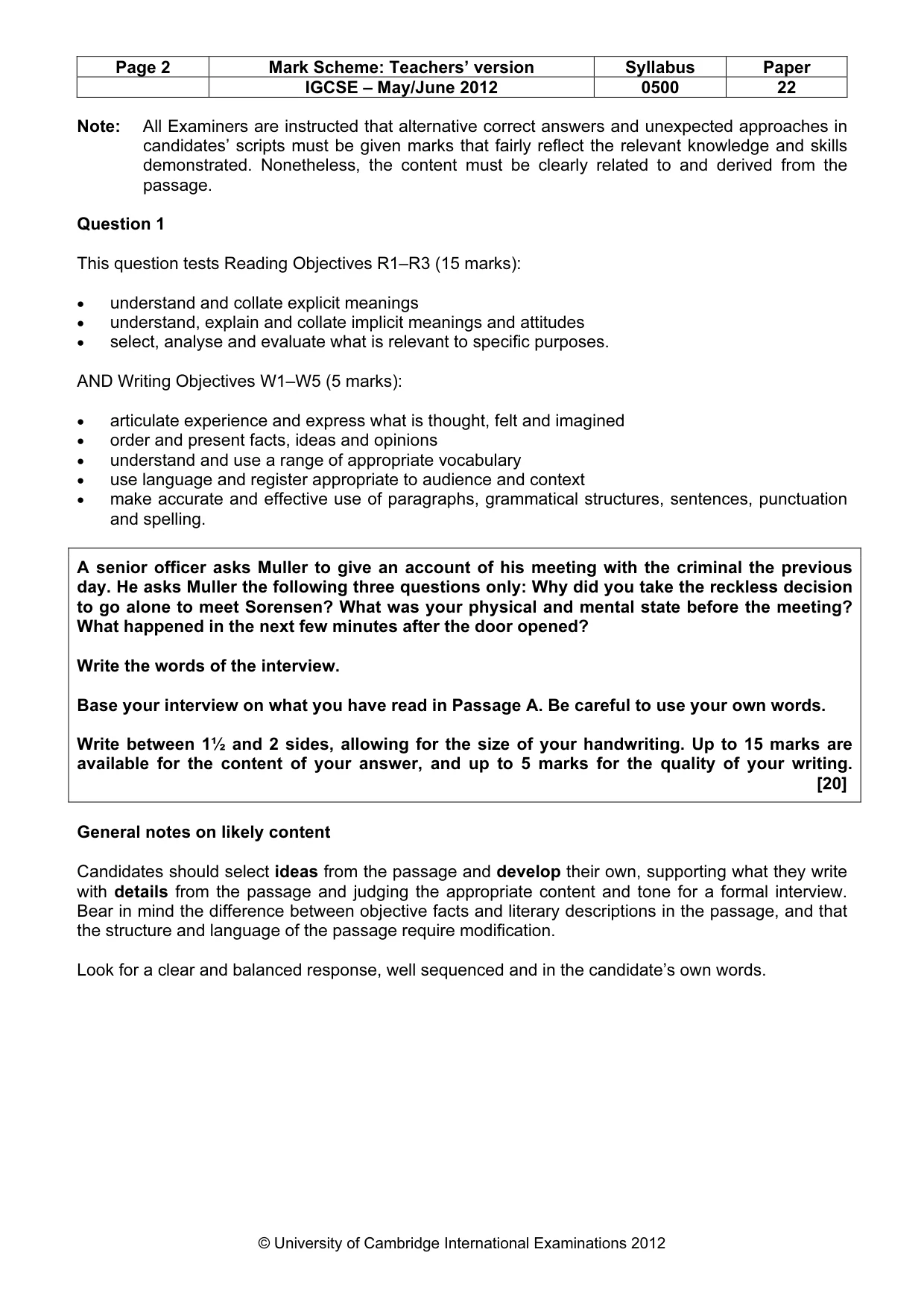Mark scheme, page 2 of 10